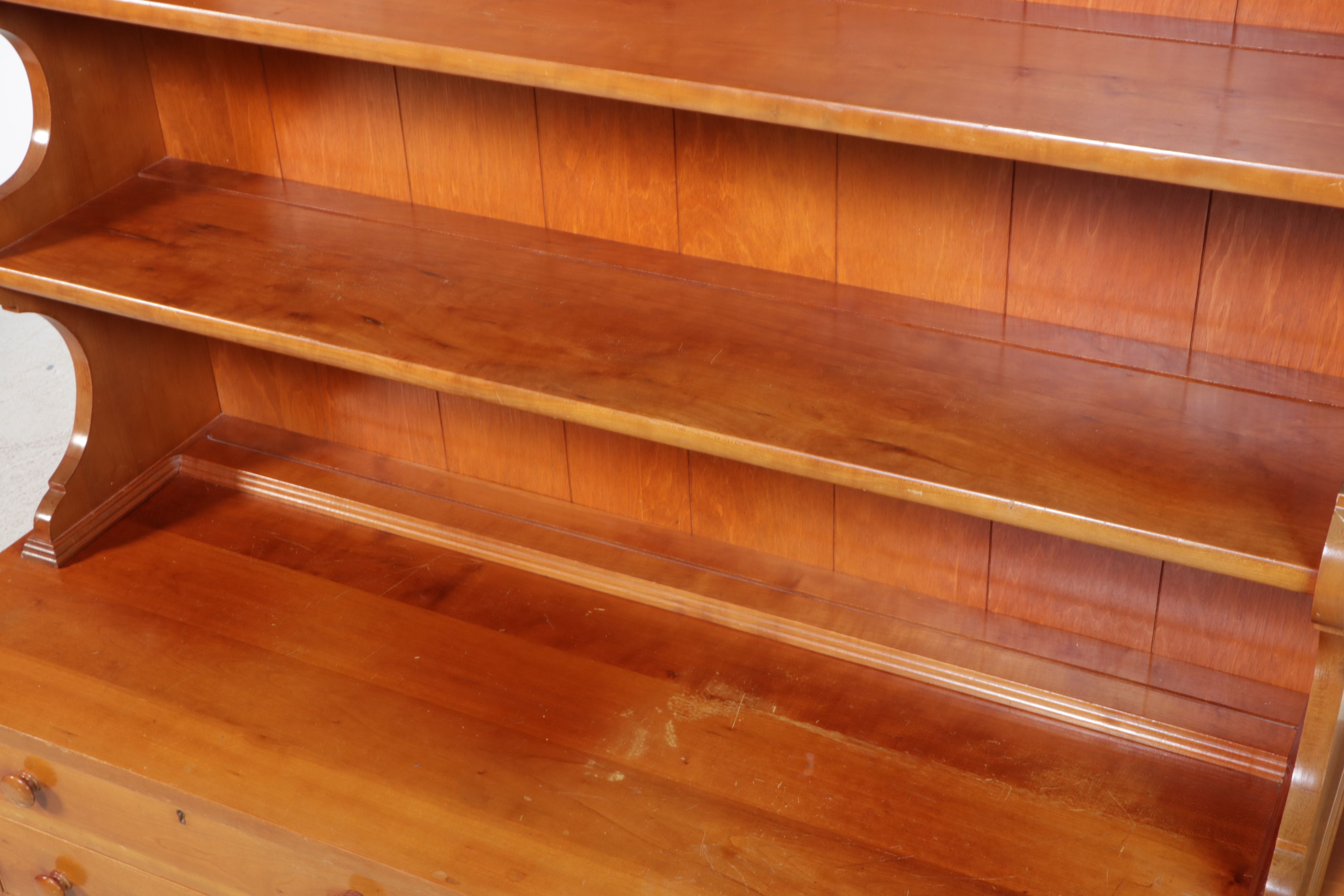 Traditional Style Cherry Cabinet with Three-Tiered Wall Hanging Shelf