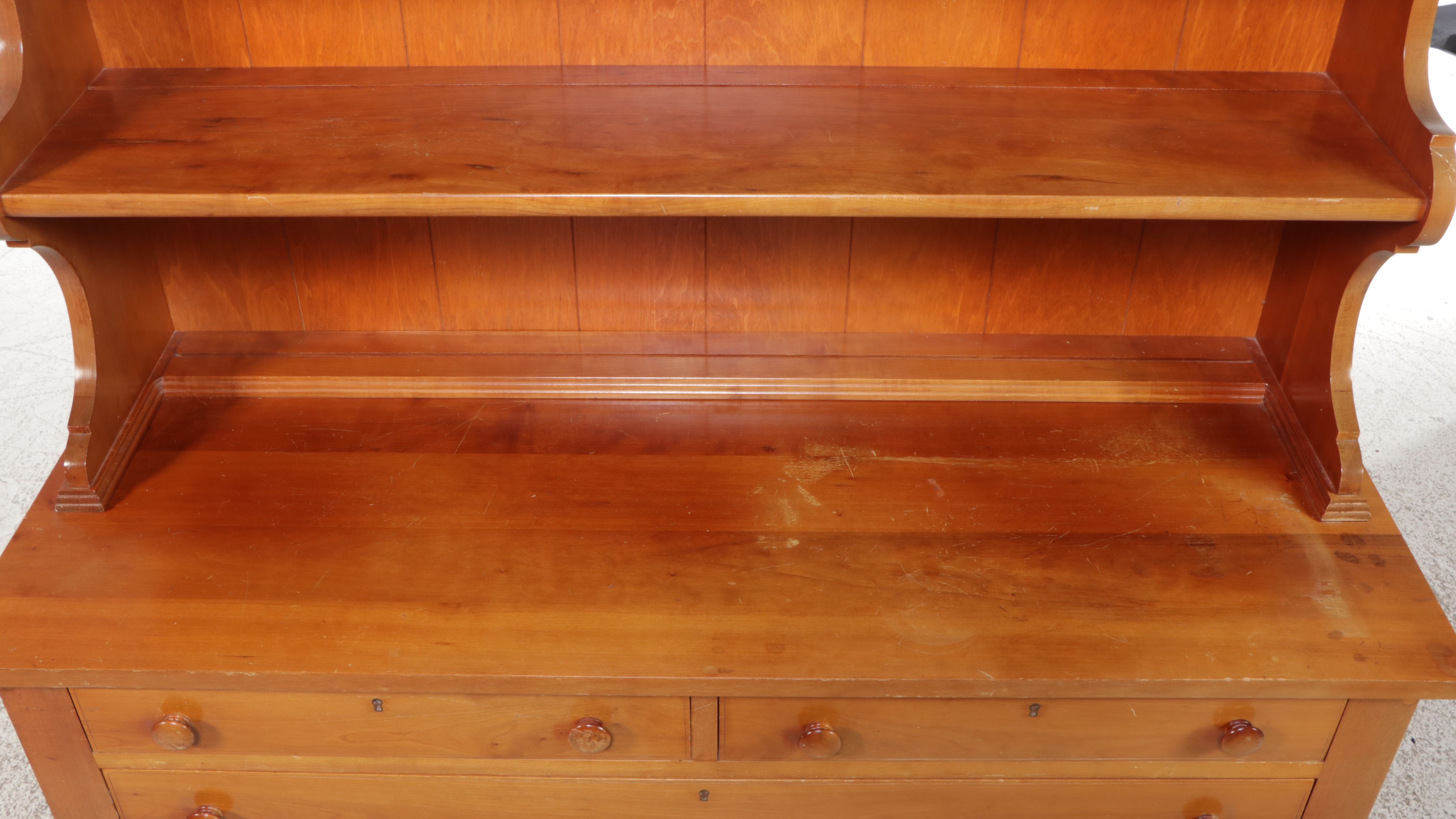 Traditional Style Cherry Cabinet with Three-Tiered Wall Hanging Shelf
