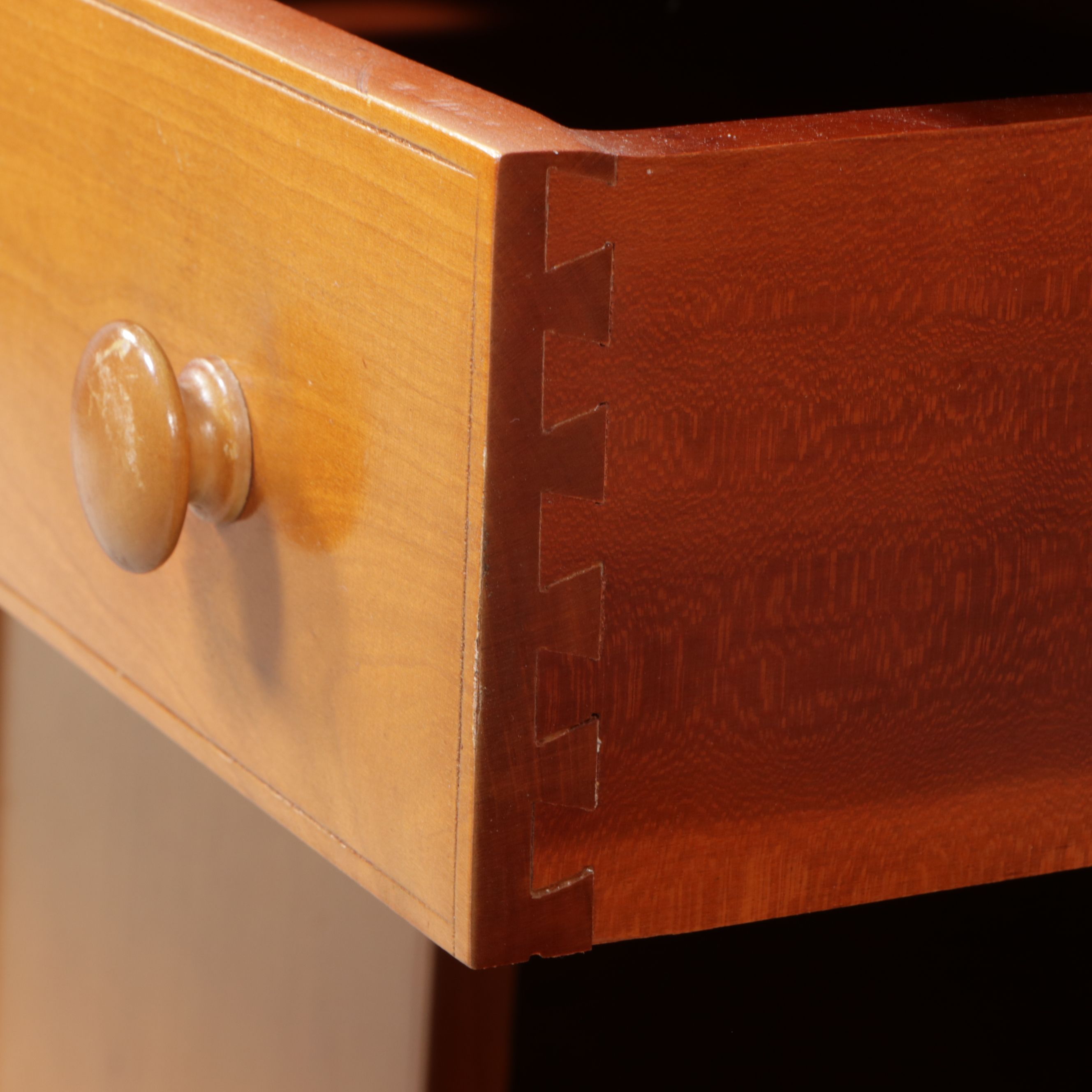 Traditional Style Cherry Cabinet with Three-Tiered Wall Hanging Shelf