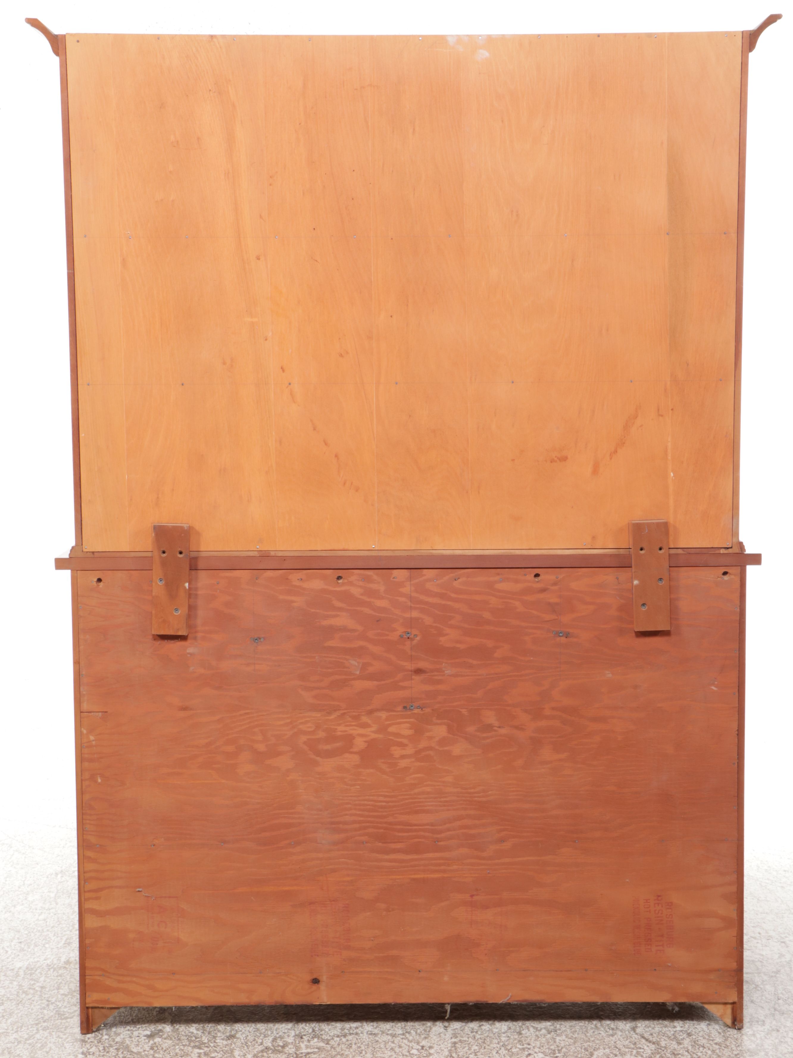 Traditional Style Cherry Cabinet with Three-Tiered Wall Hanging Shelf