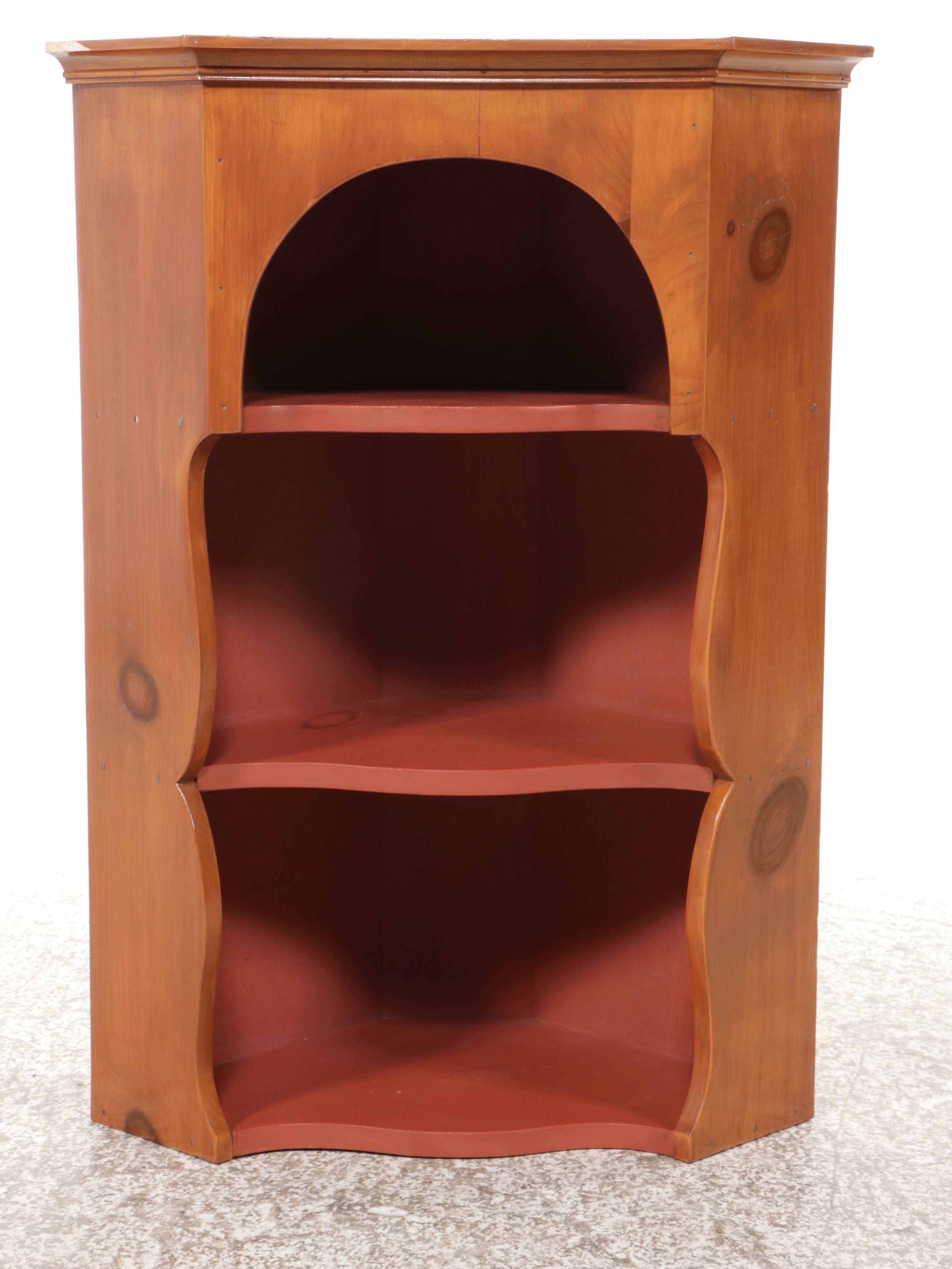 Traditional Style Cherry Cabinet with Three-Tiered Wall Hanging Shelf