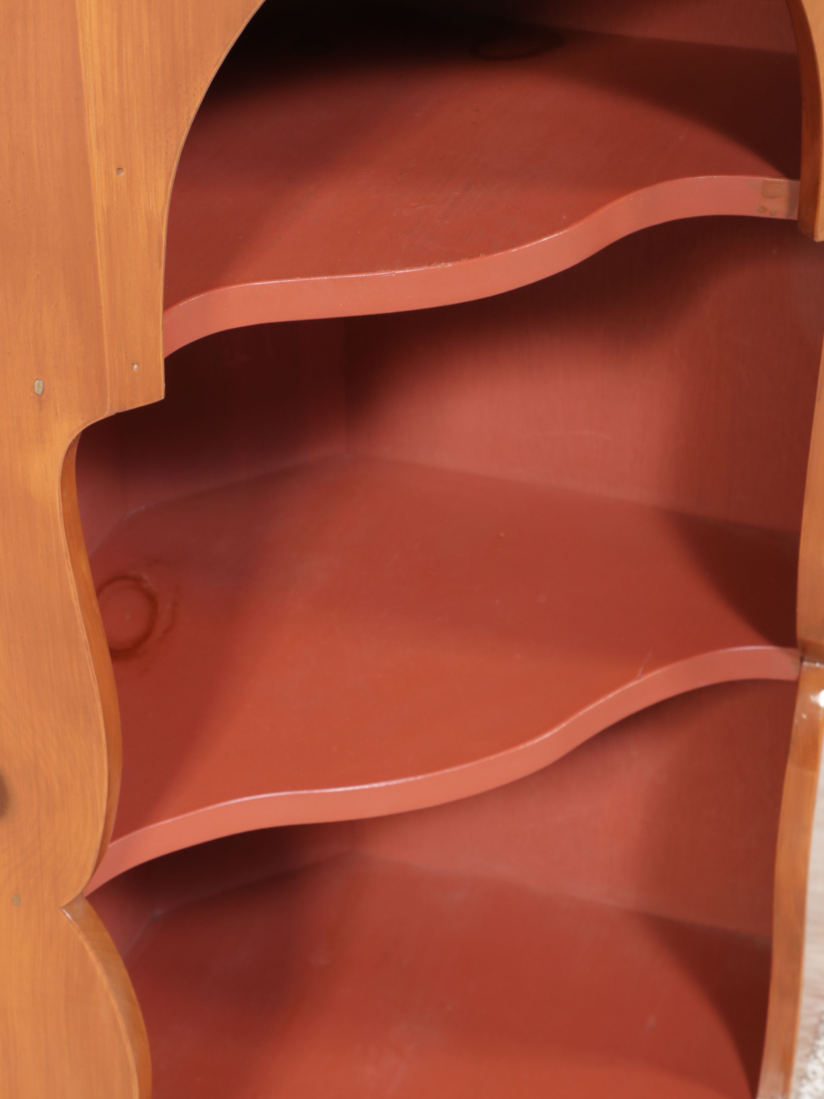 Traditional Style Cherry Cabinet with Three-Tiered Wall Hanging Shelf