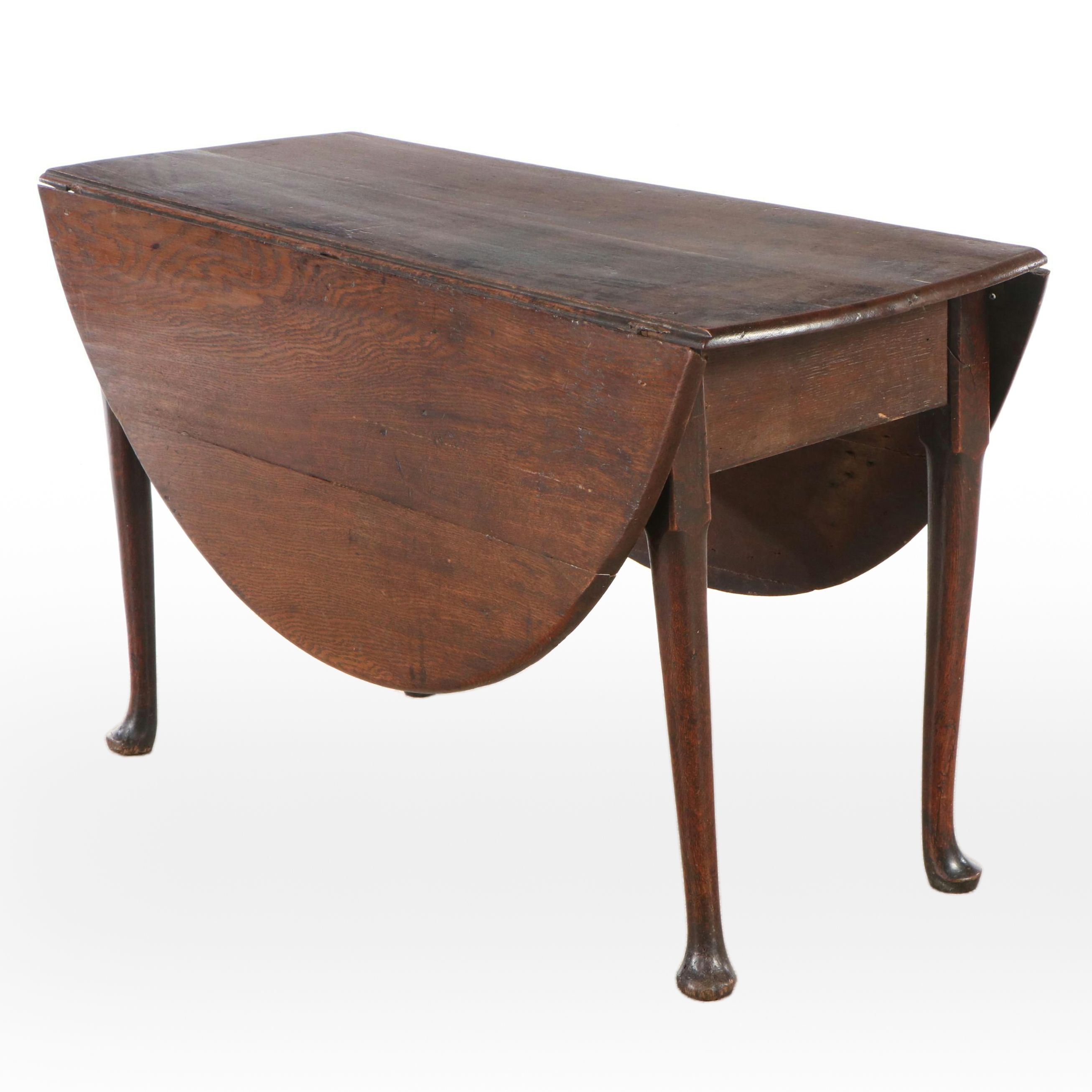 Queen Anne Style Oak Drop-Leaf Table