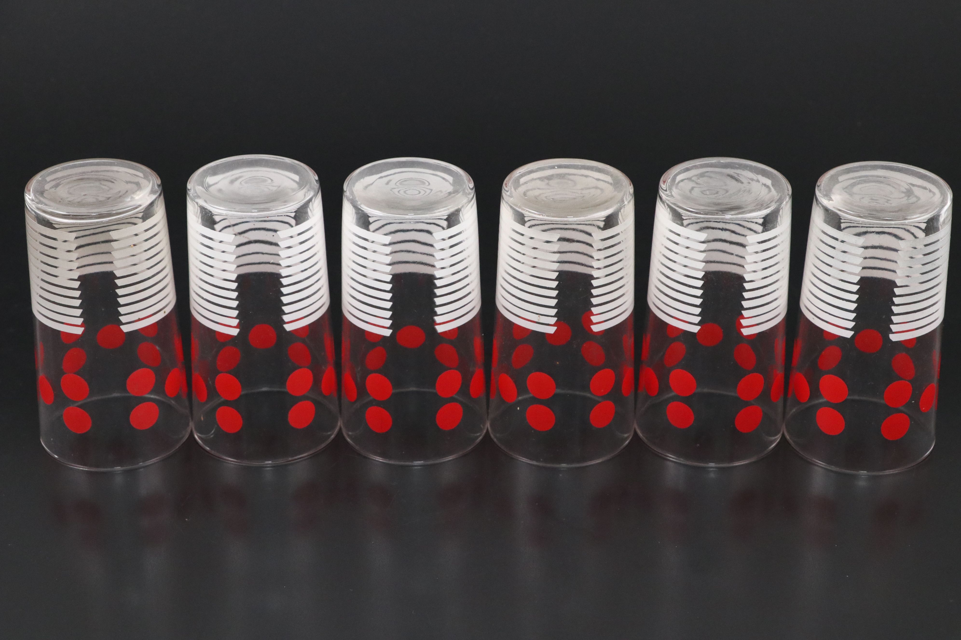 Red Polka-Dot and White Striped Glass Tumblers