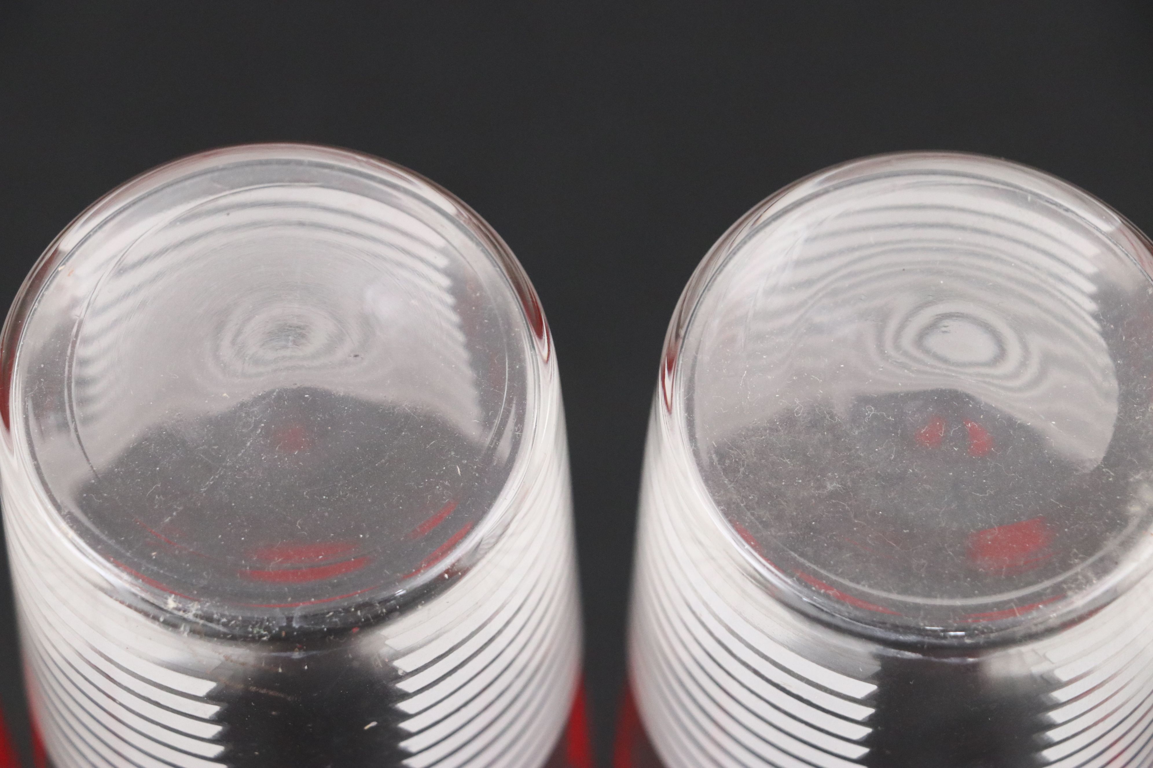 Red Polka-Dot and White Striped Glass Tumblers