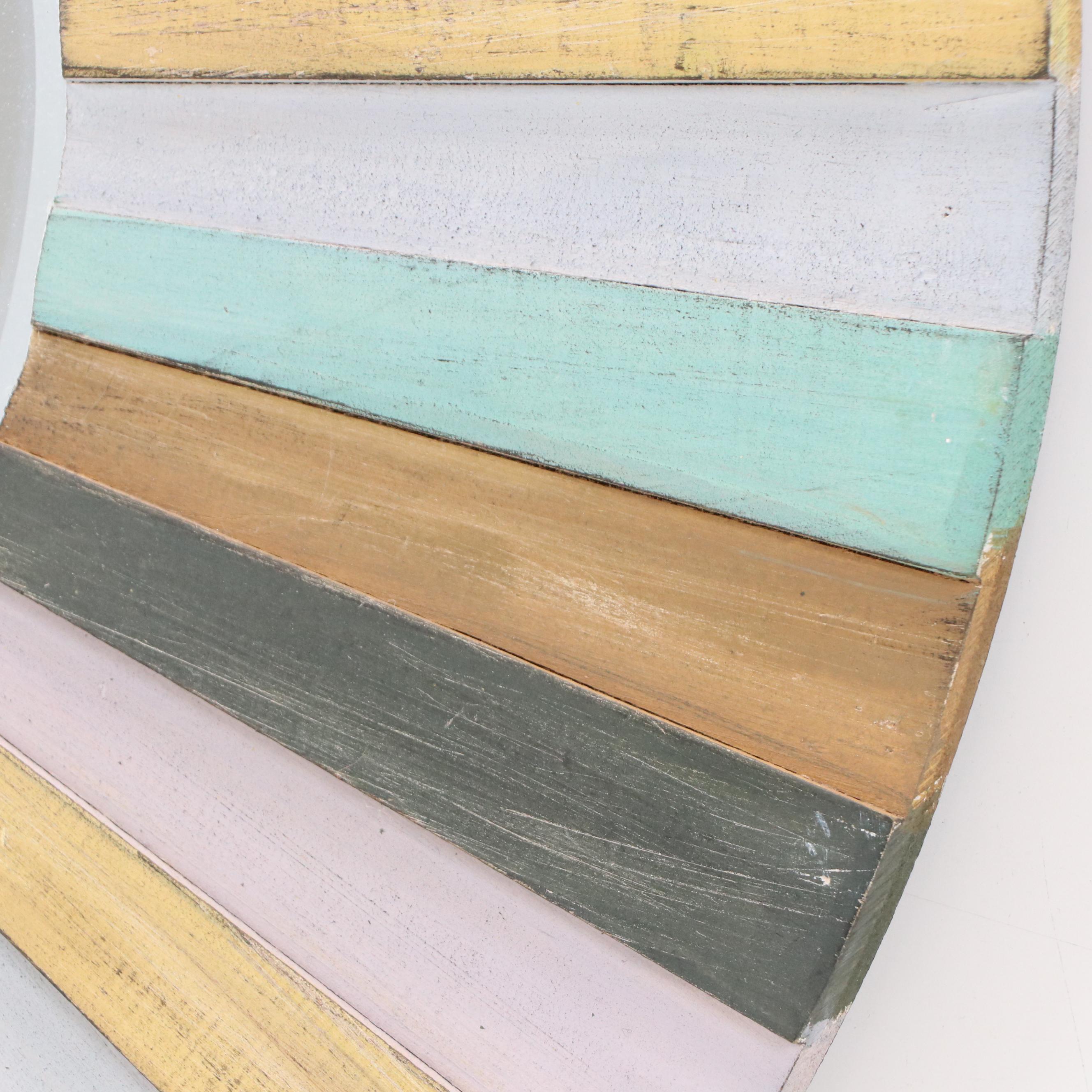 Contemporary Polychrome Decorated Wood Framed Wall Mirror