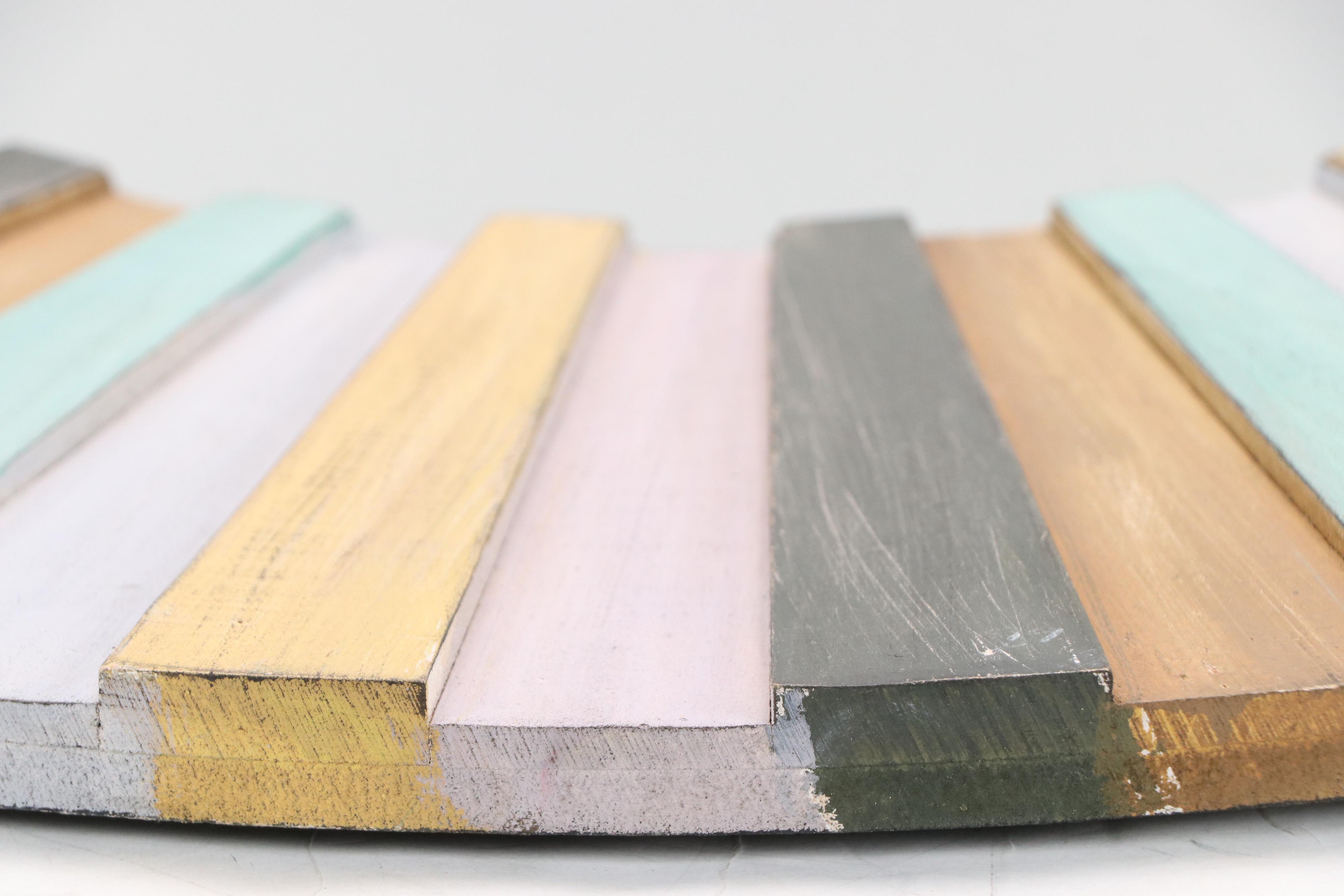 Contemporary Polychrome Decorated Wood Framed Wall Mirror