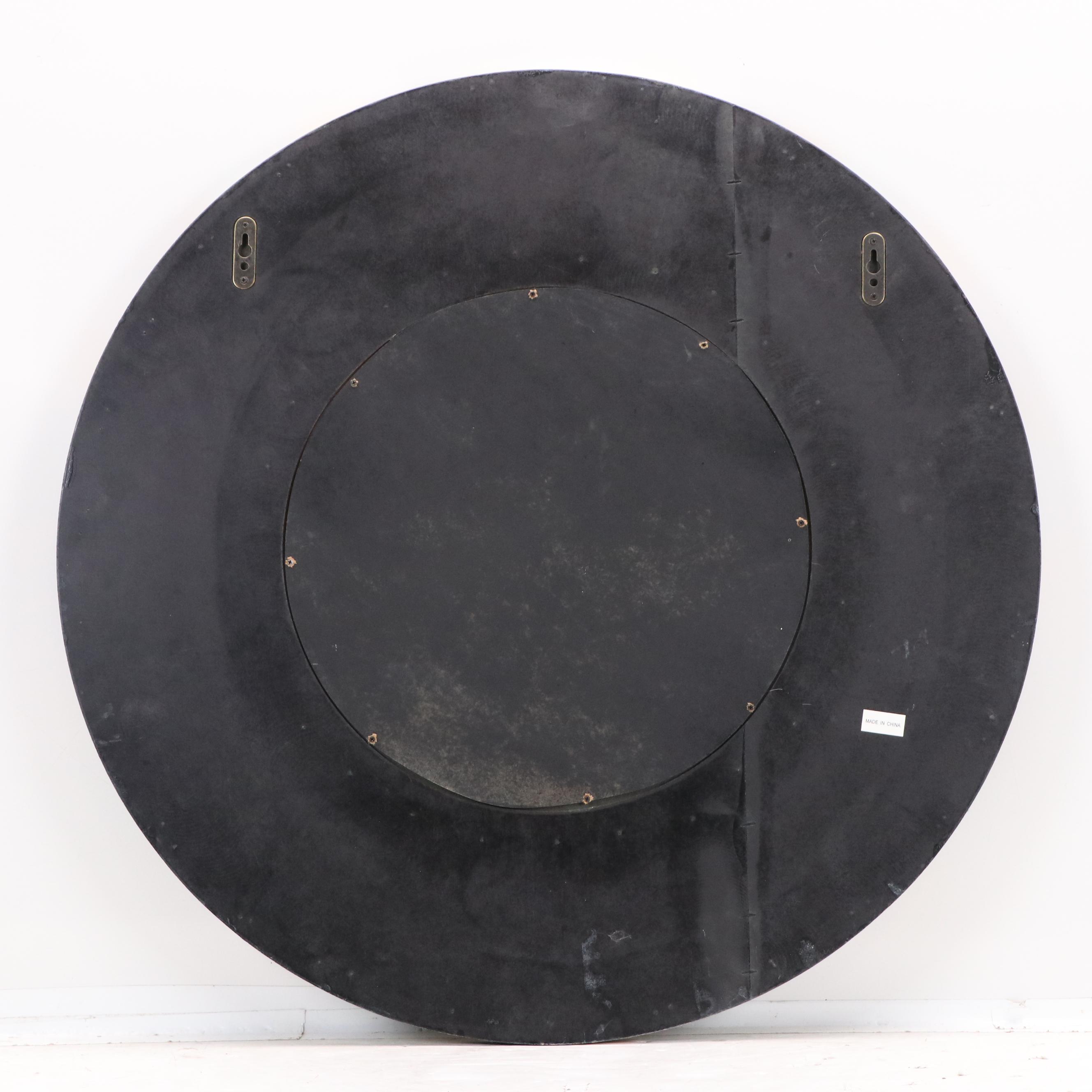 Contemporary Polychrome Decorated Wood Framed Wall Mirror