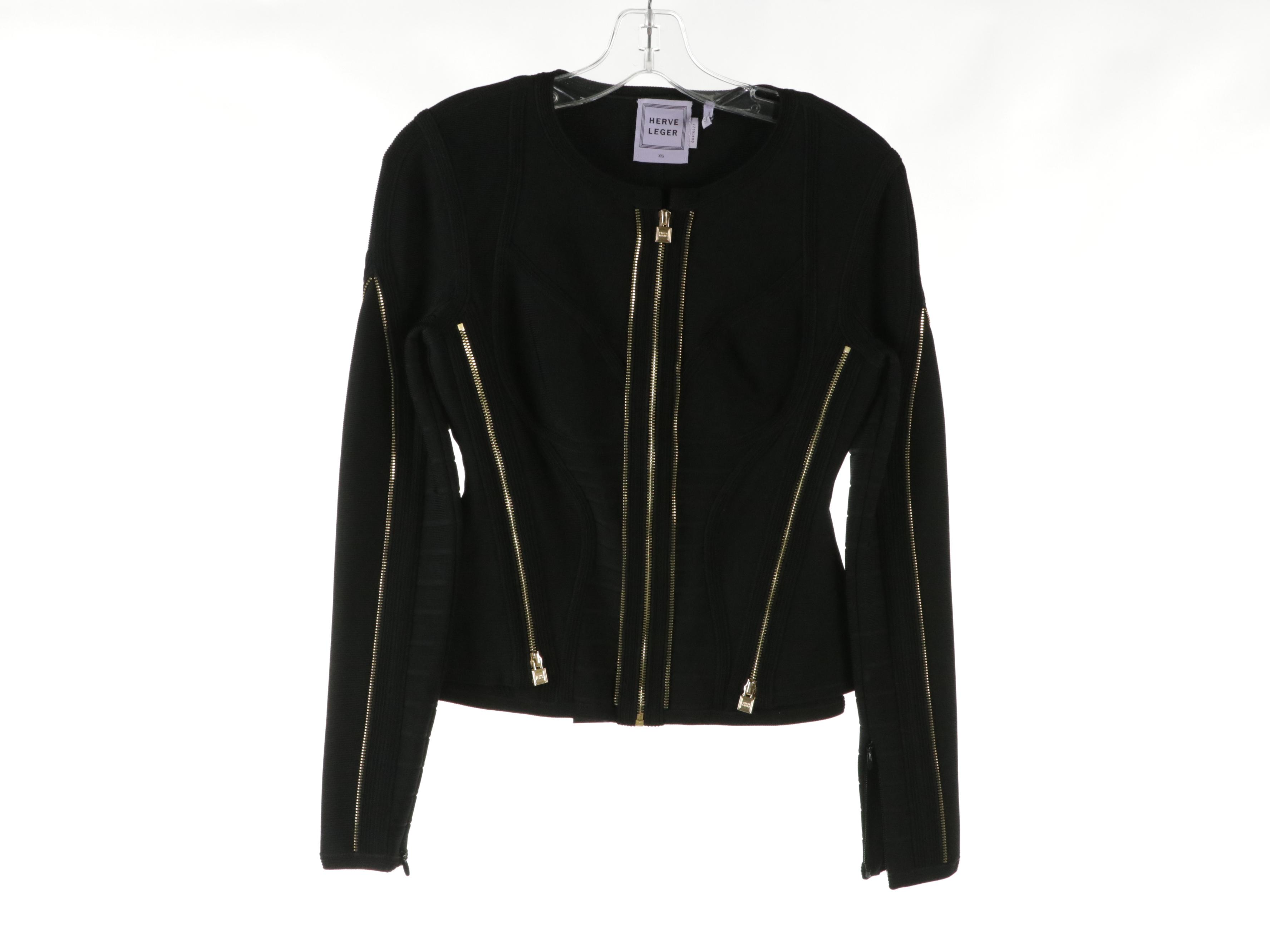 Herve Leger Strapless Flared Dresses & Corset Illusion Zip Jacket in Rayon Blend