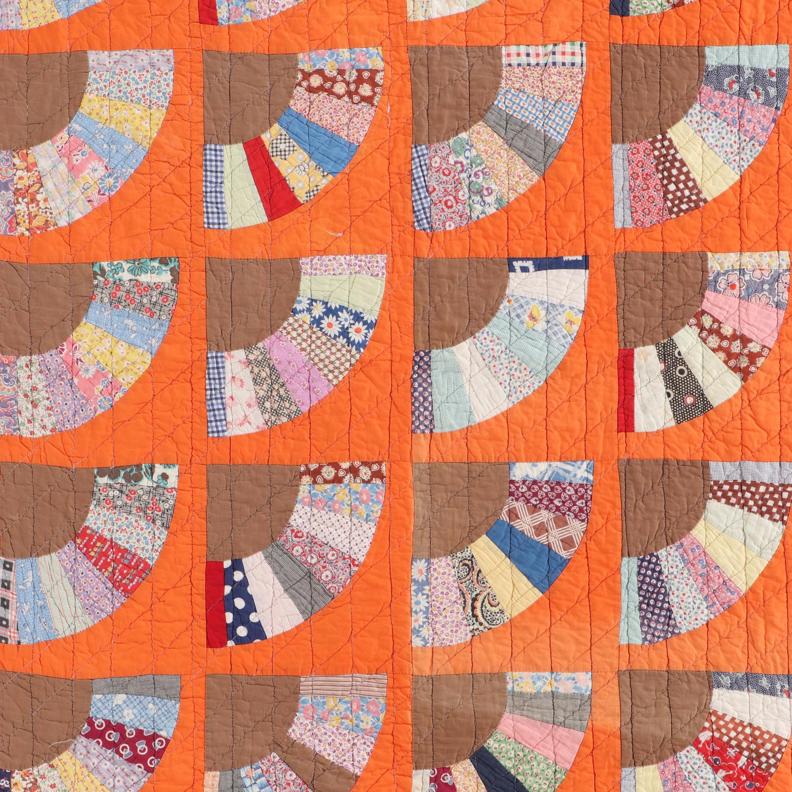 Hand-Pieced "Grandmother's Fan" Quilt