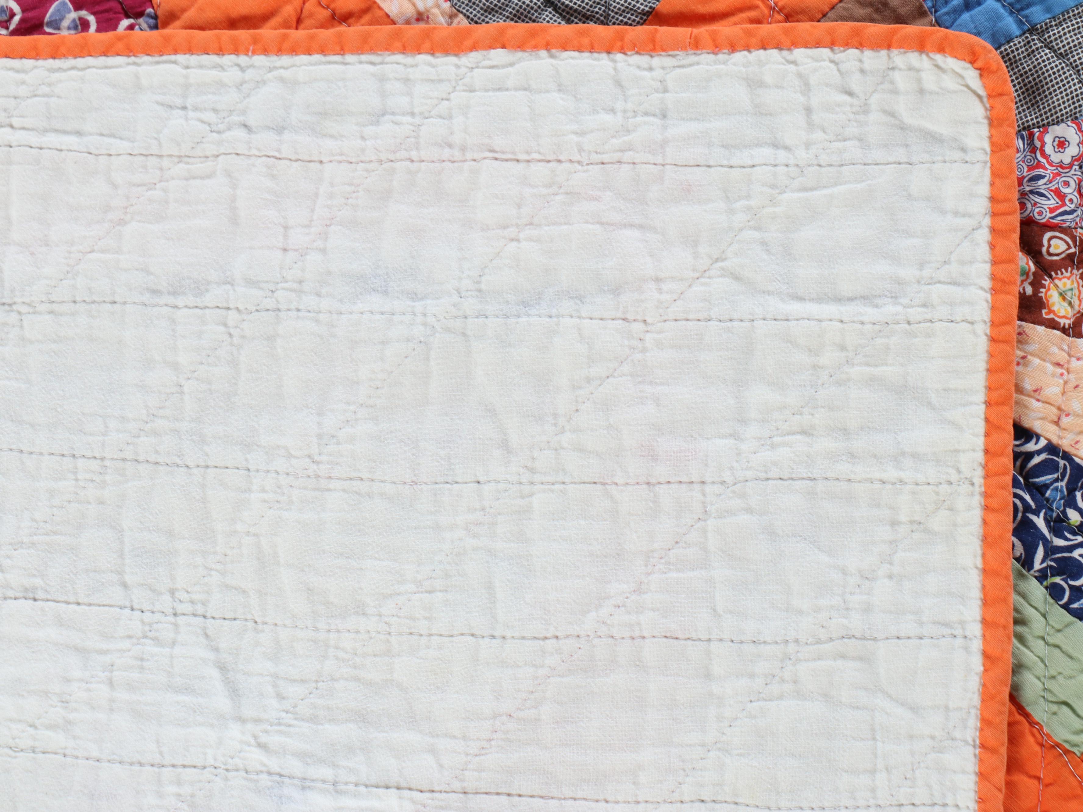 Hand-Pieced "Grandmother's Fan" Quilt