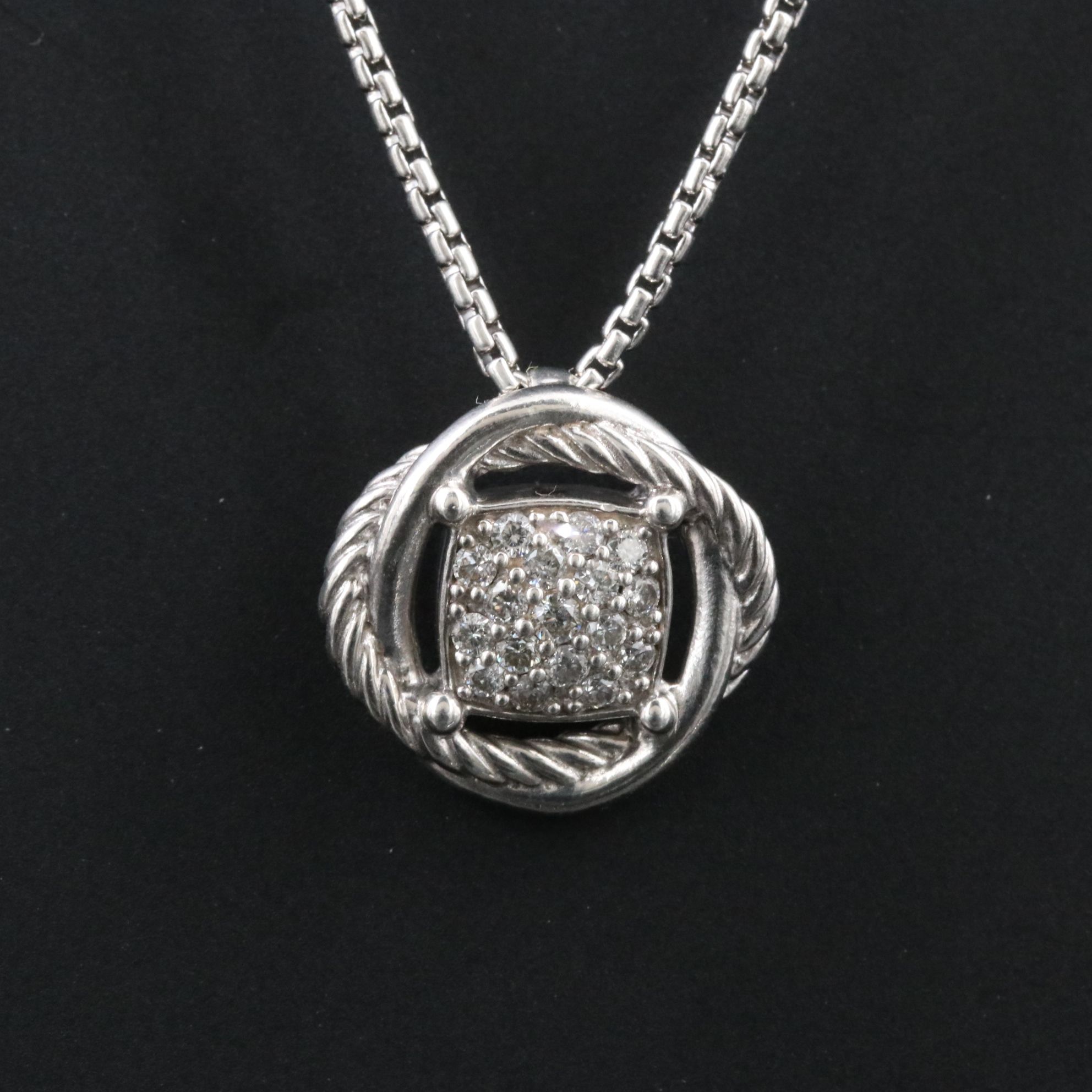 David Yurman Infinity Sterling Diamond Pavé Necklace