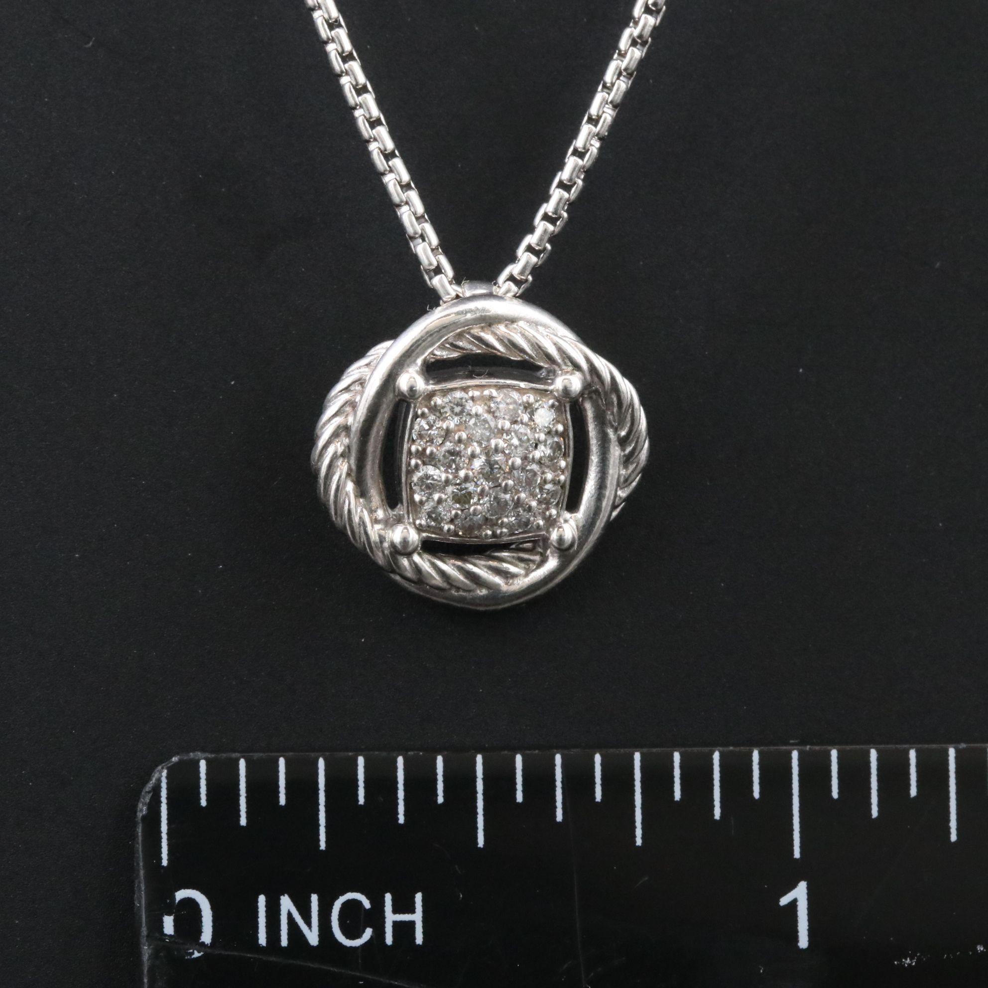 David Yurman Infinity Sterling Diamond Pavé Necklace