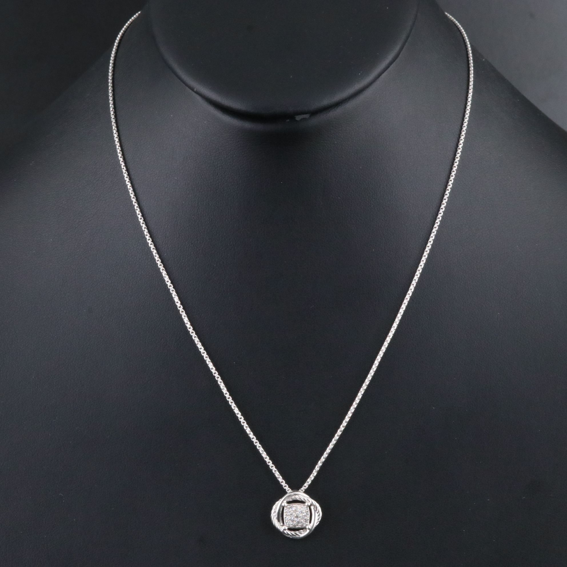 David Yurman Infinity Sterling Diamond Pavé Necklace