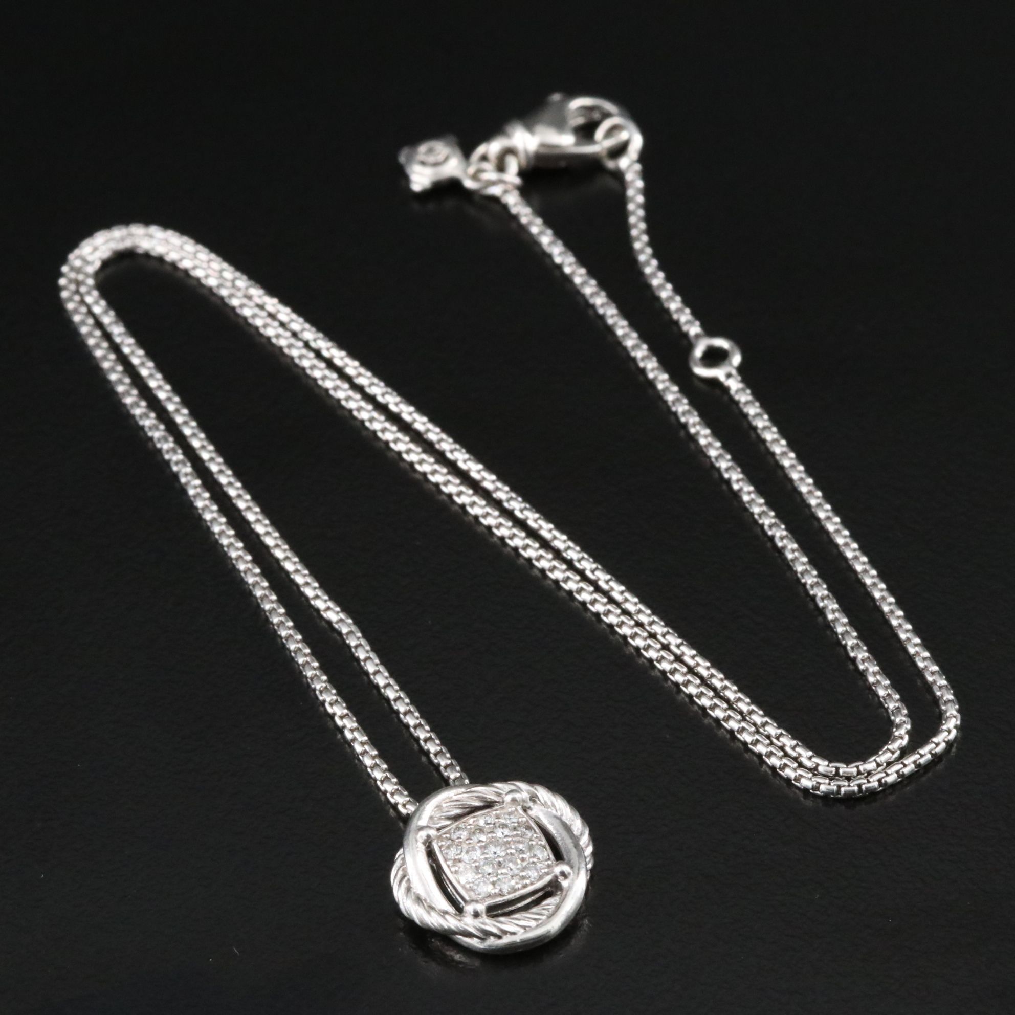 David Yurman Infinity Sterling Diamond Pavé Necklace