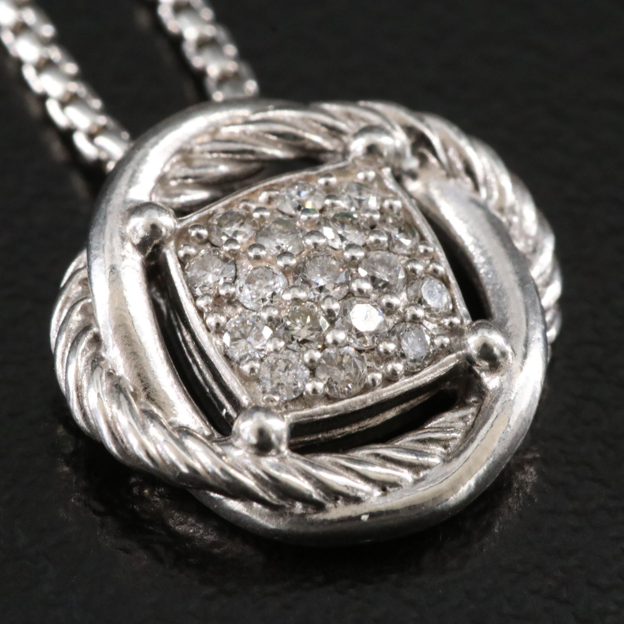David Yurman Infinity Sterling Diamond Pavé Necklace