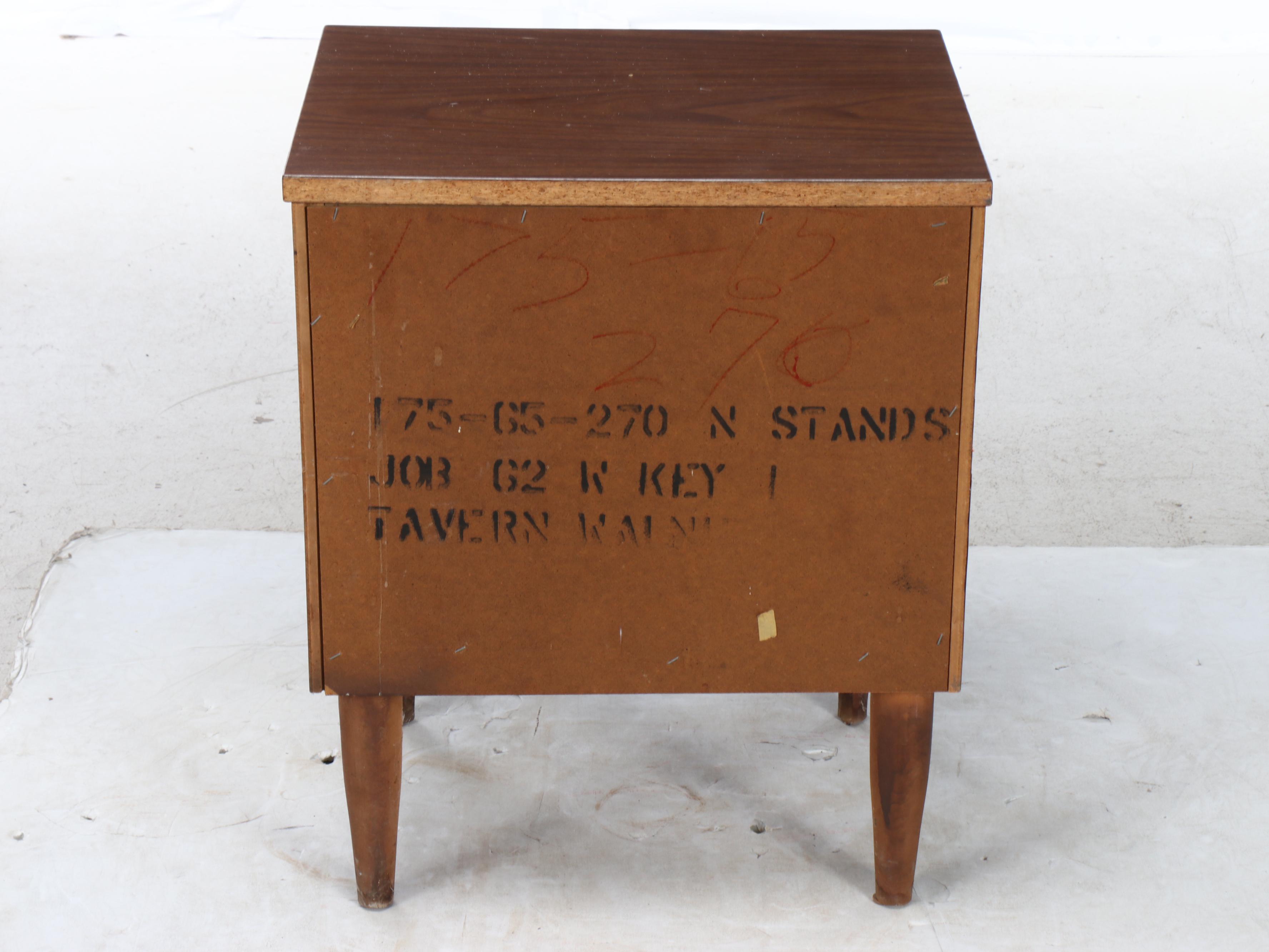 Mid Century Modern Walnut Veneer Two-Drawer Nightstand