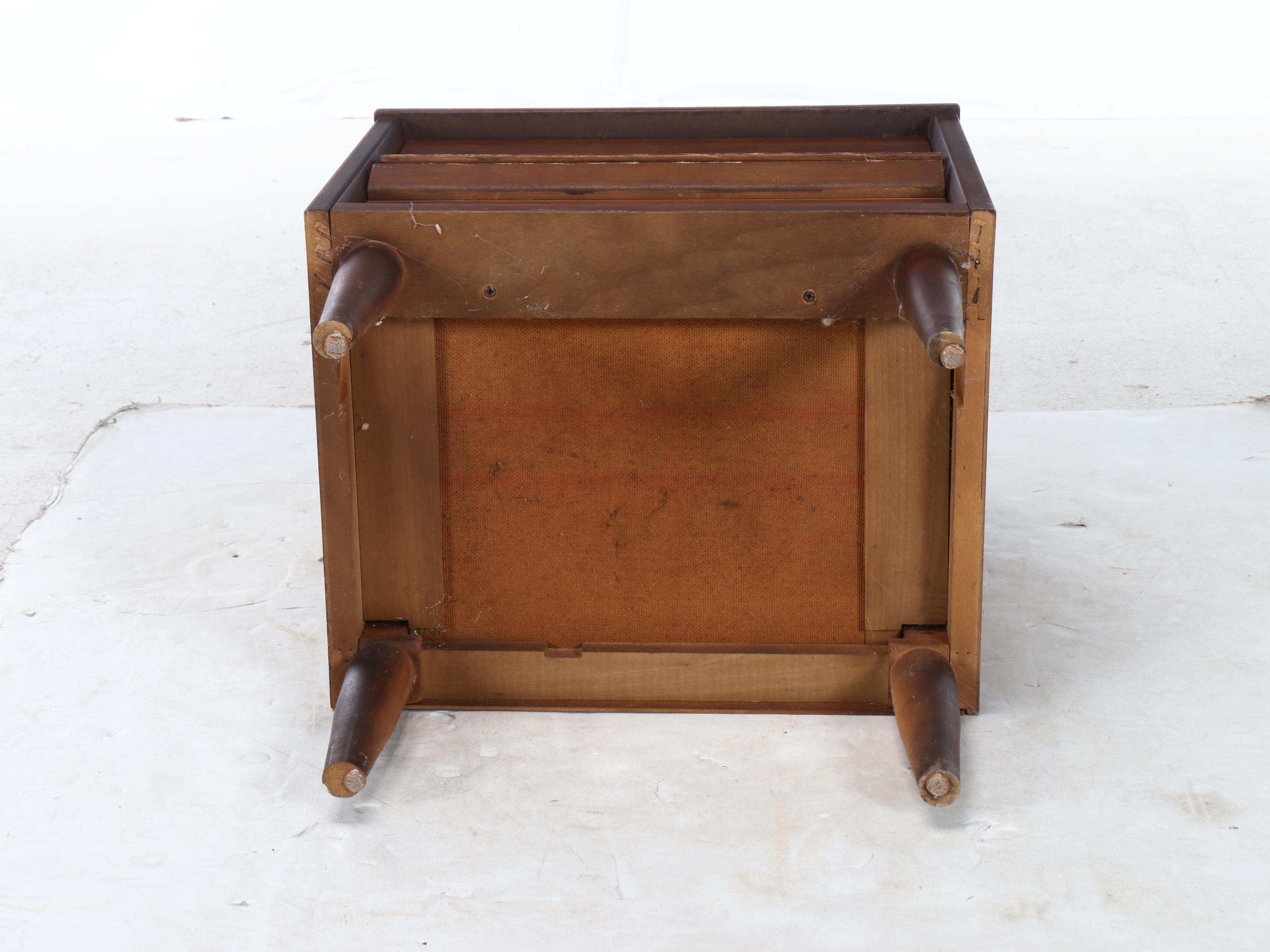 Mid Century Modern Walnut Veneer Two-Drawer Nightstand