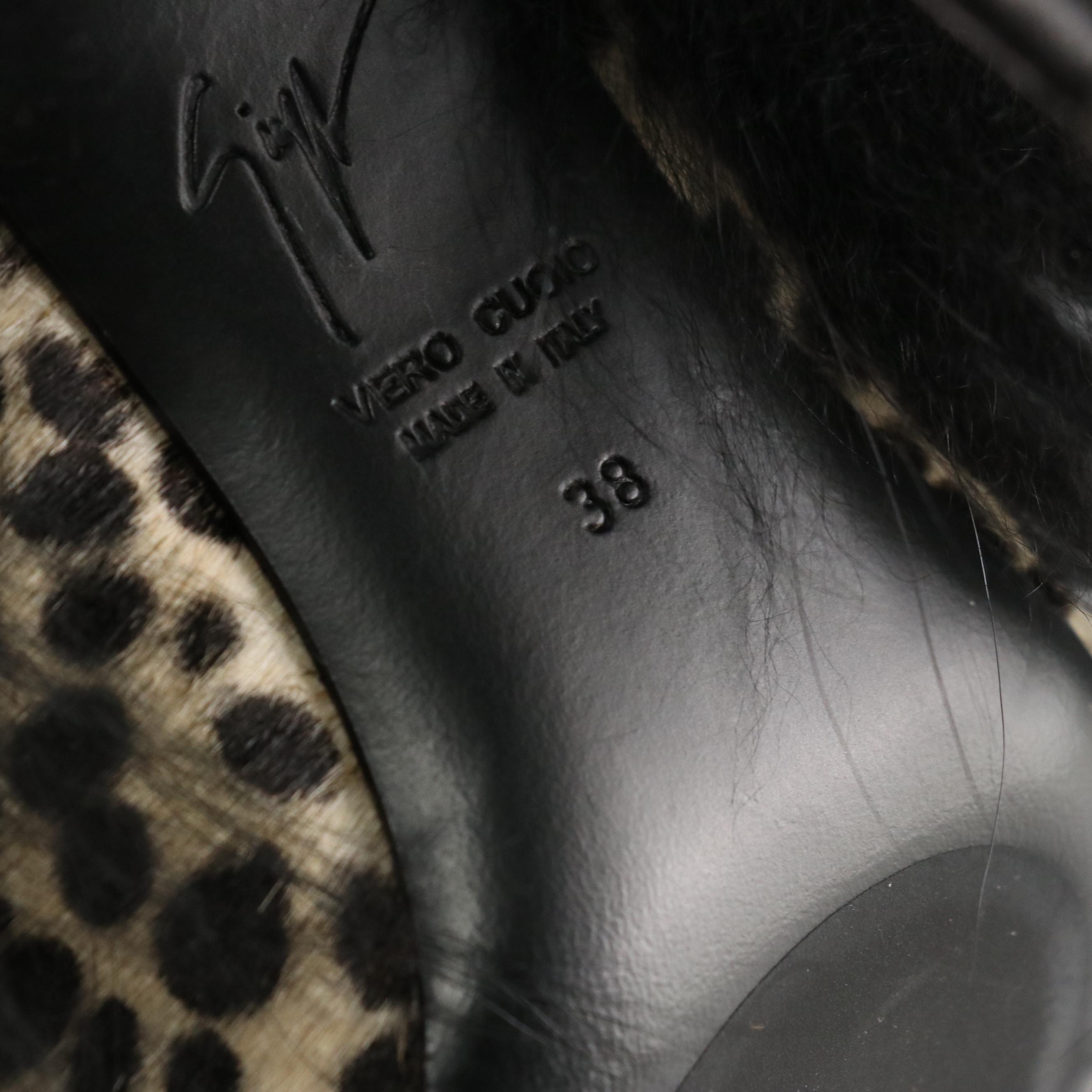 Giuseppe Zanotti Tina Stiletto Booties in Black Sheepskin and Printed Pony Hair