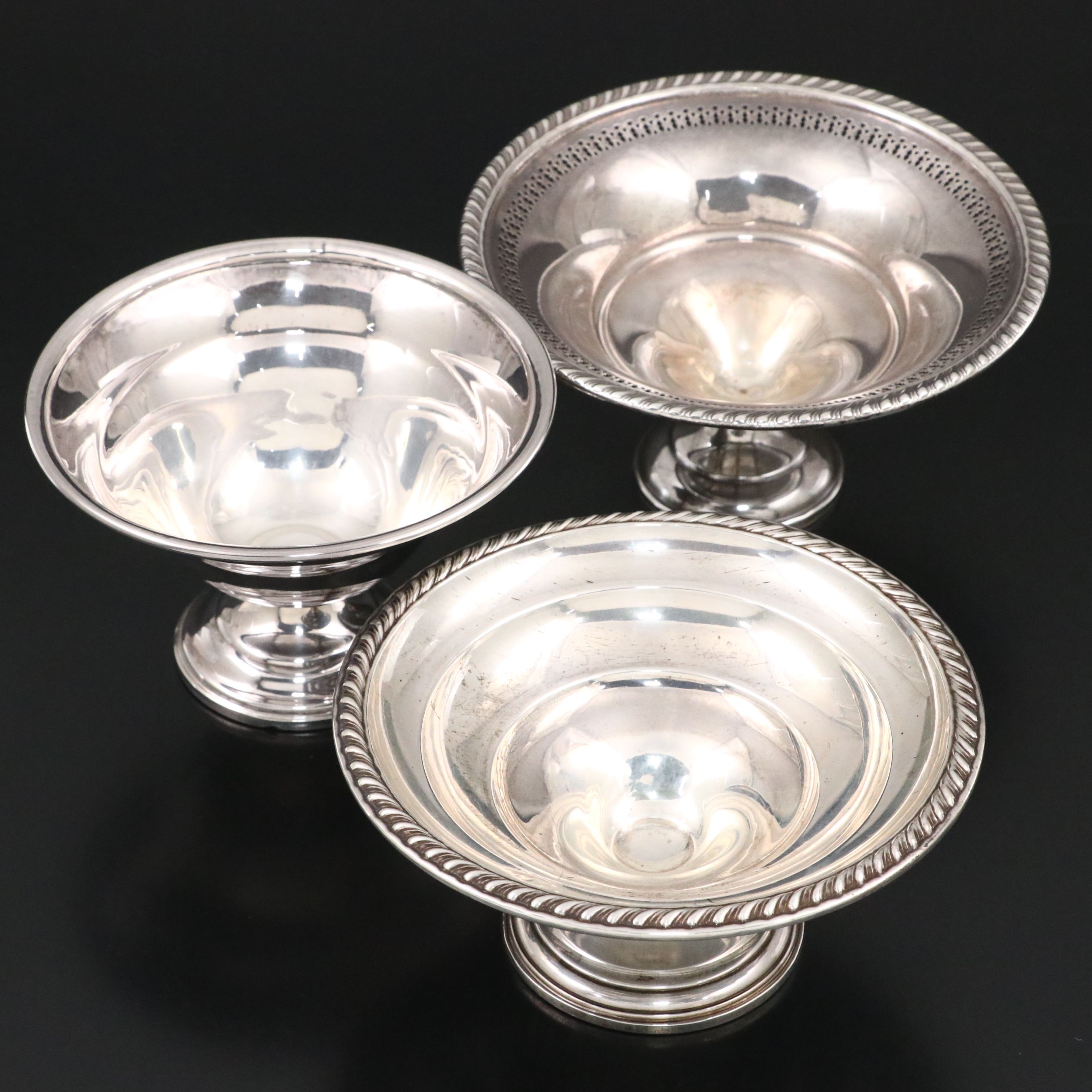 Hamilton with Other Weighted Sterling Footed Compotes, Early to Mid-20th Century