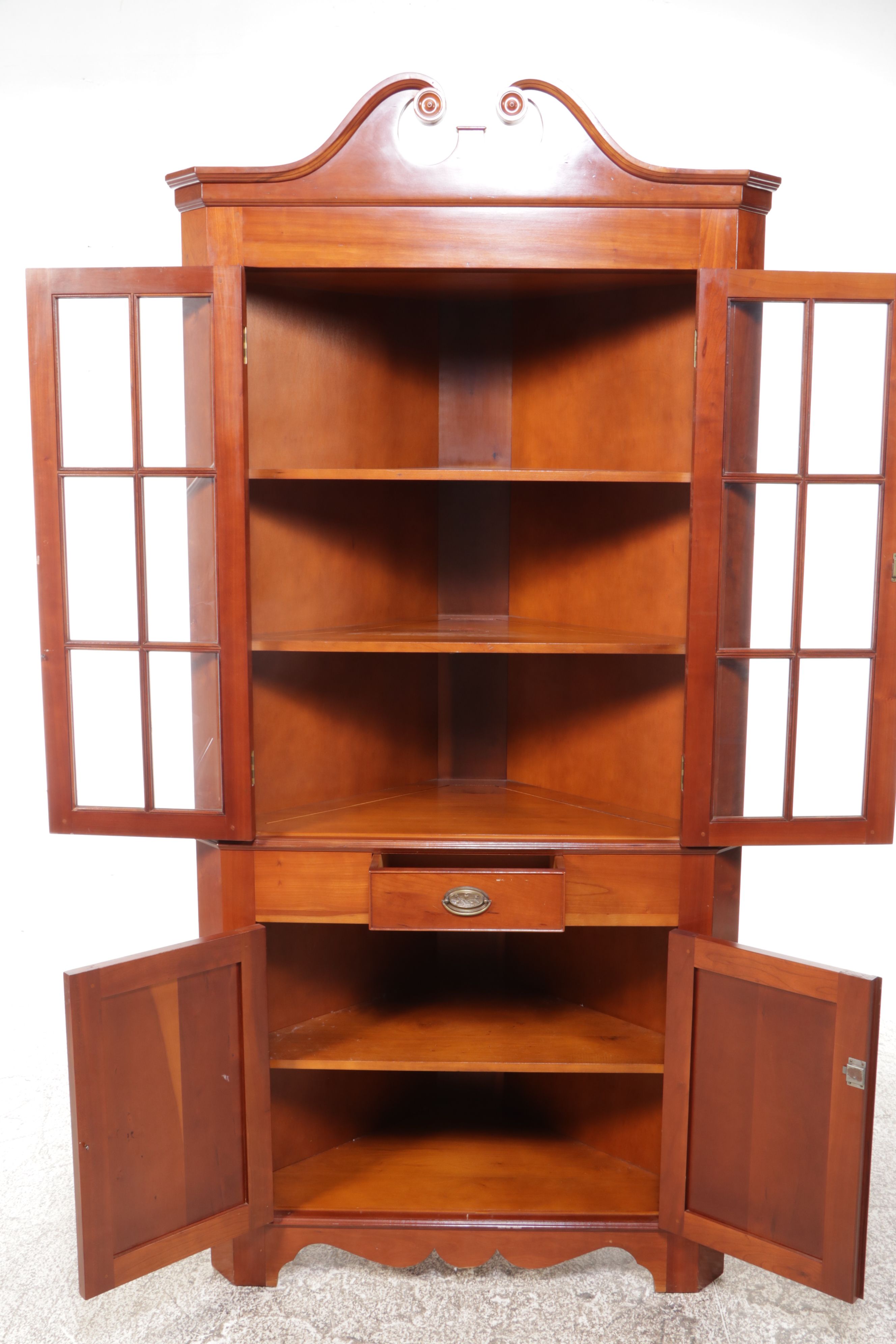 Traditional Style Cherry Corner China Cabinet