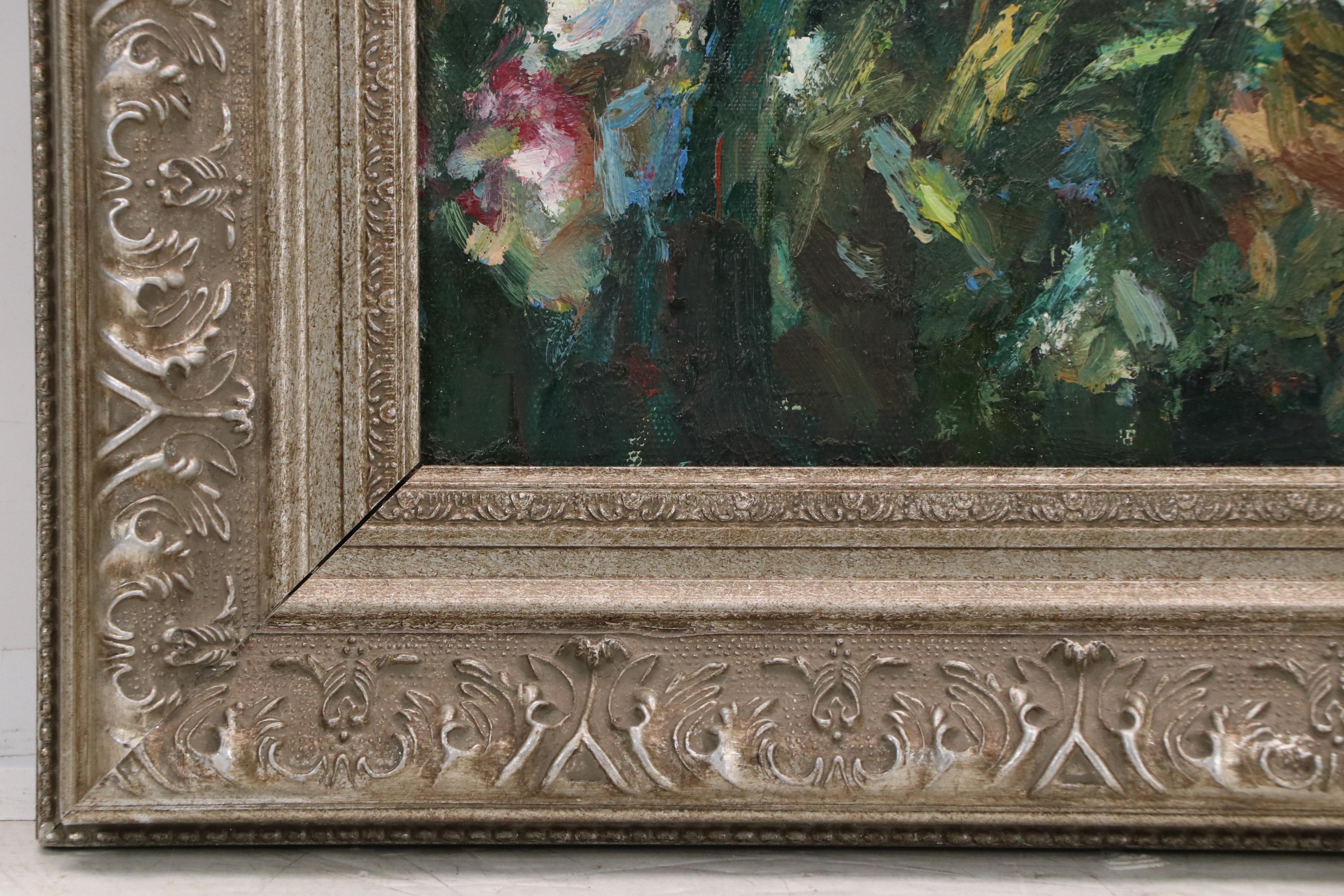 Taylor Impressionist Style Oil Painting of Mediterranean Courtyard