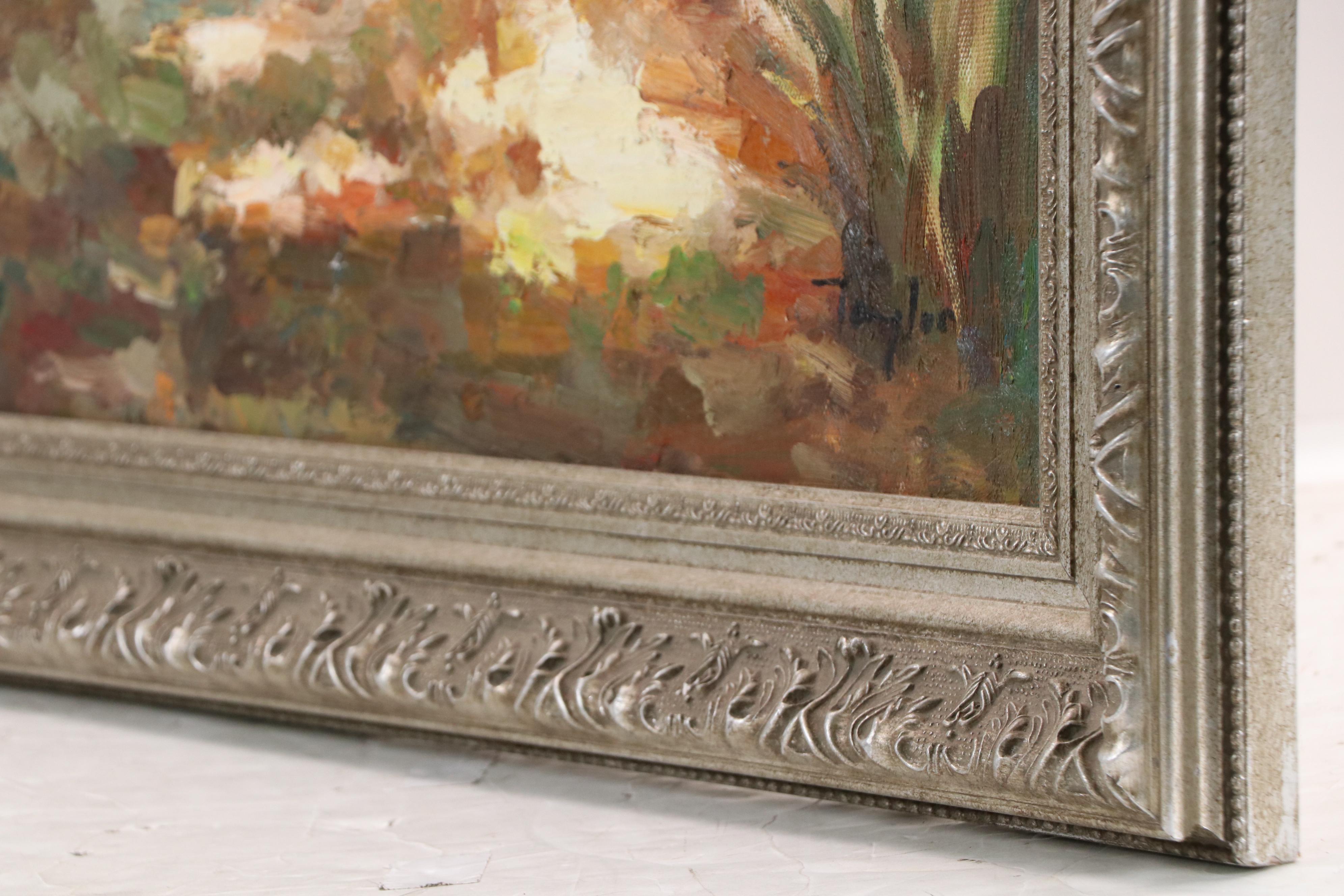 Taylor Impressionist Style Oil Painting of Mediterranean Courtyard