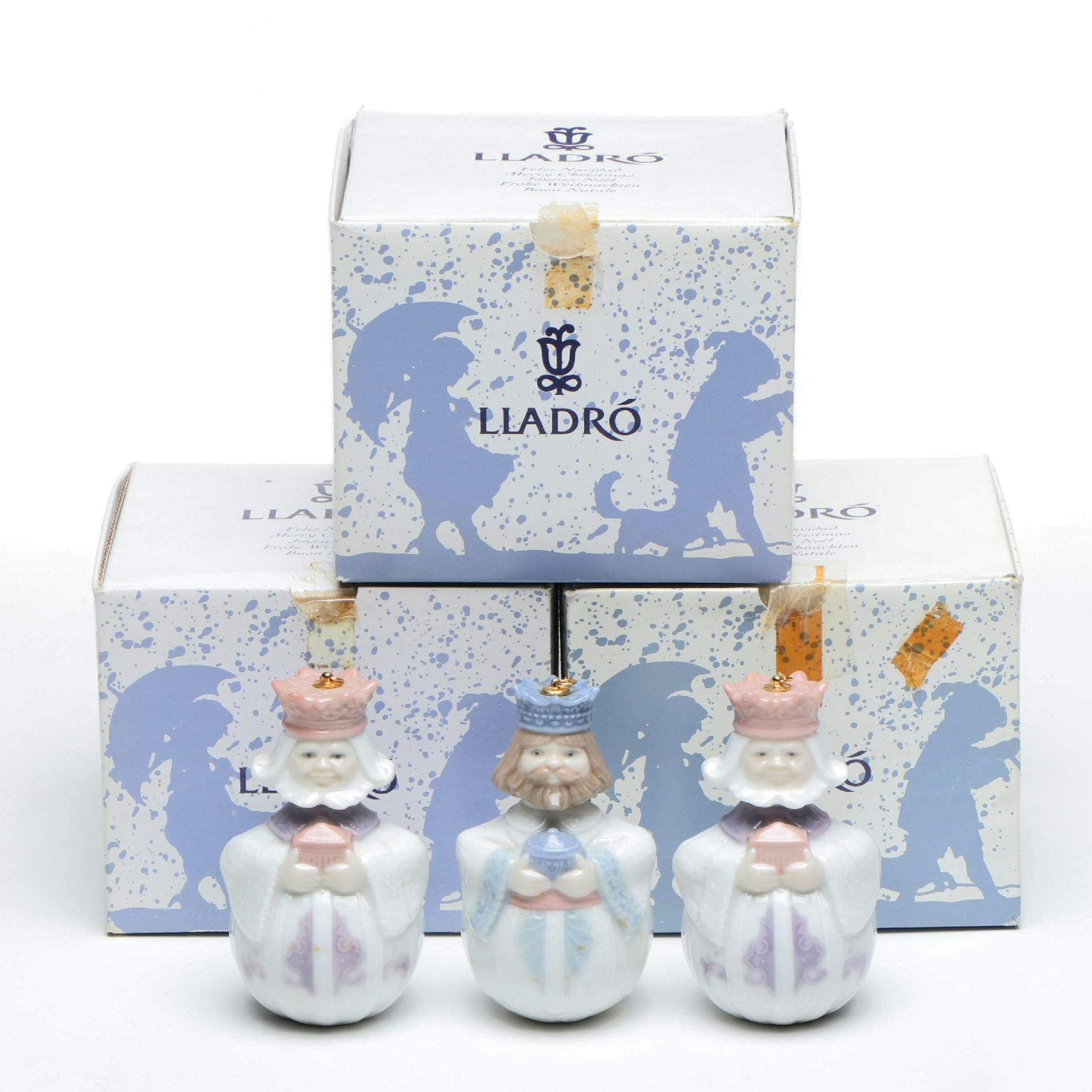 Lladró "King Melchor" and "King Gaspar" Porcelain Ornaments