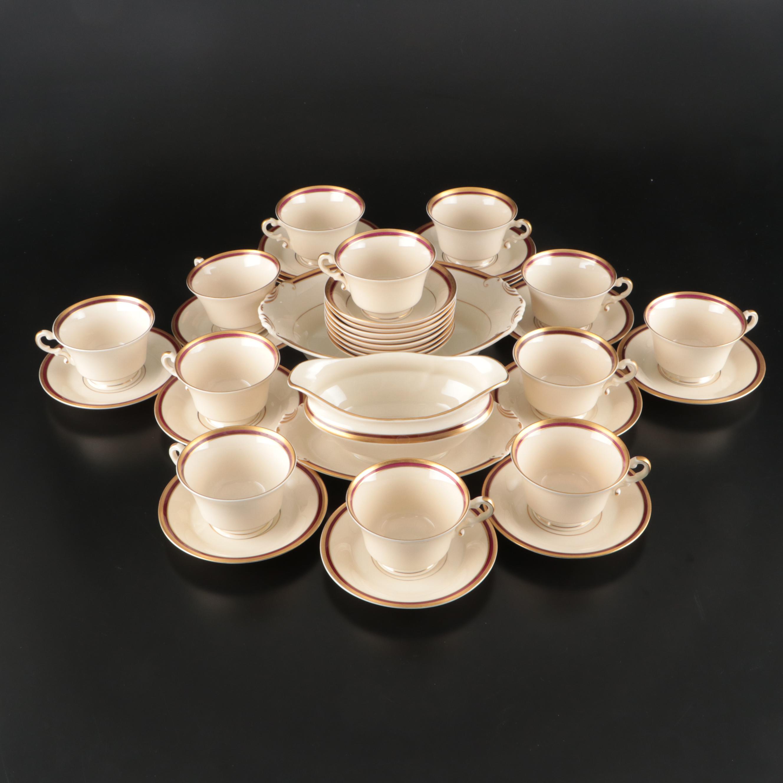 Syracuse China "Wayne" Serving Pieces with Cups and Saucers, 1949-1970