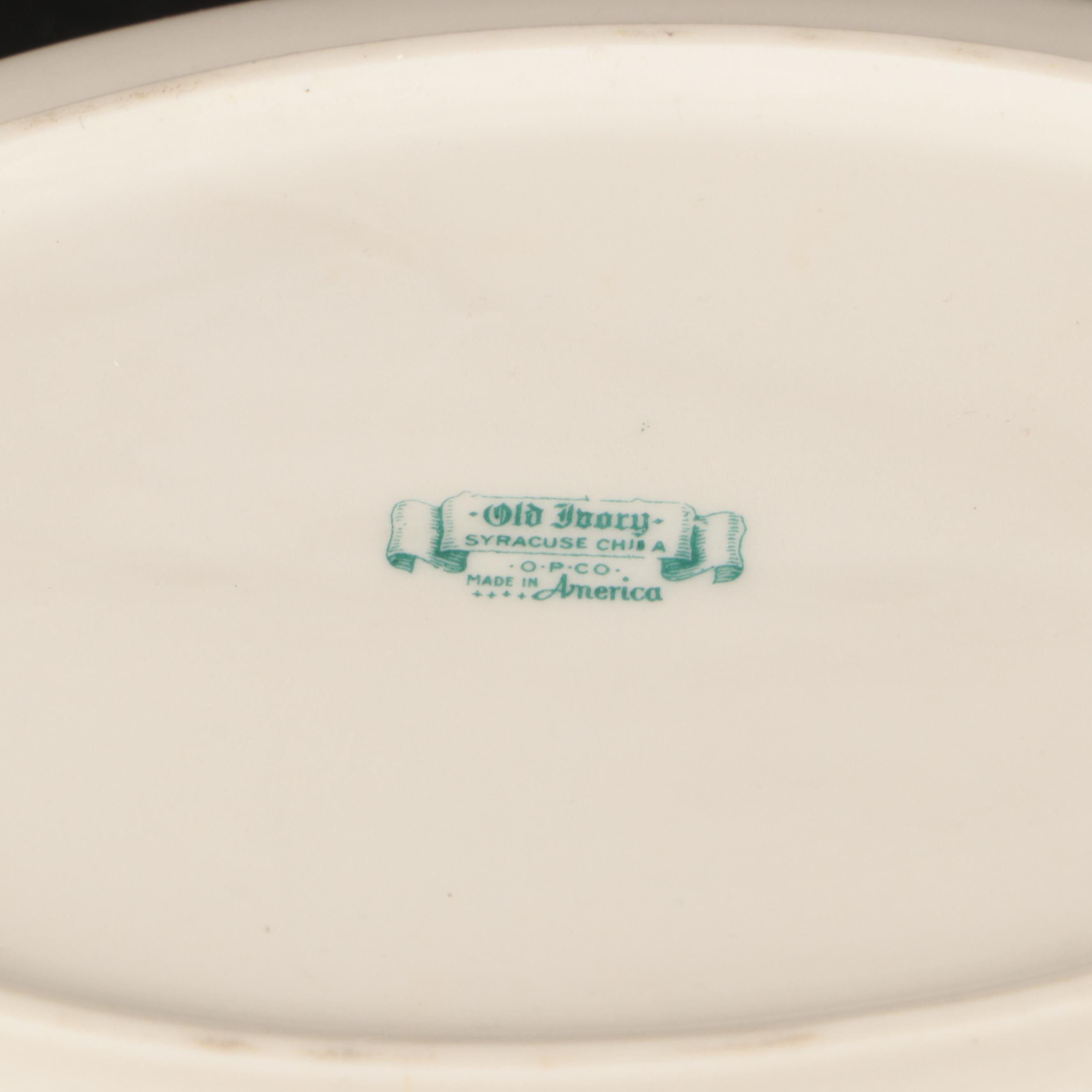 Syracuse China "Wayne" Serving Pieces with Cups and Saucers, 1949-1970