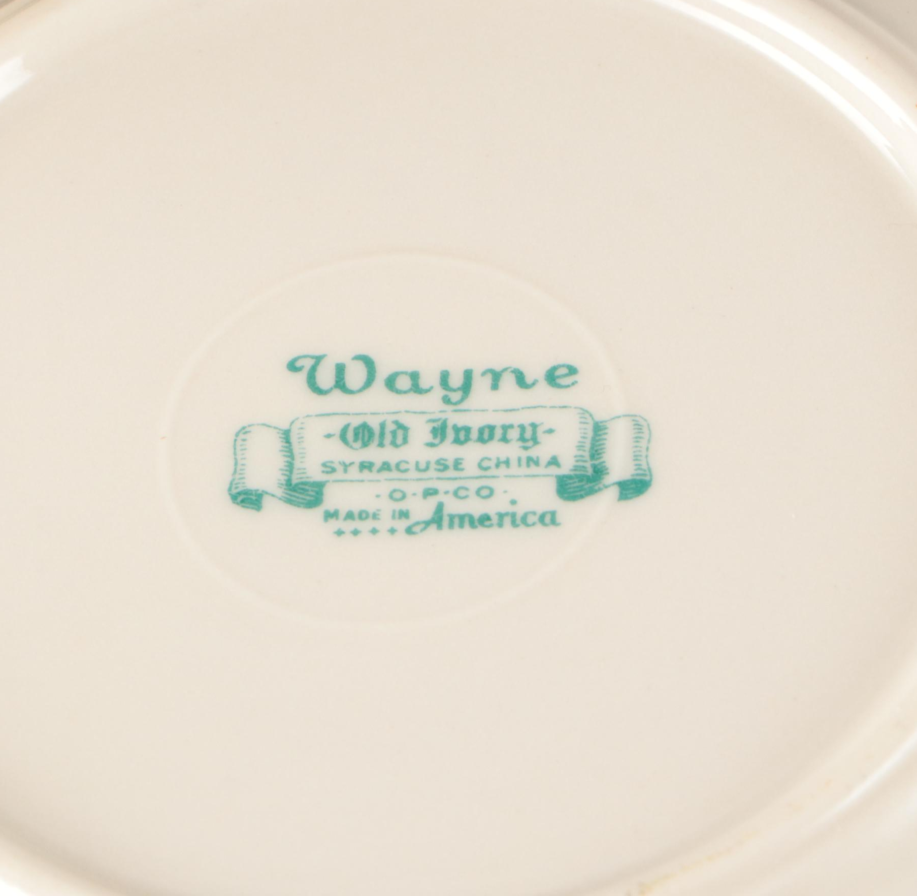 Syracuse China "Wayne" Serving Pieces with Cups and Saucers, 1949-1970