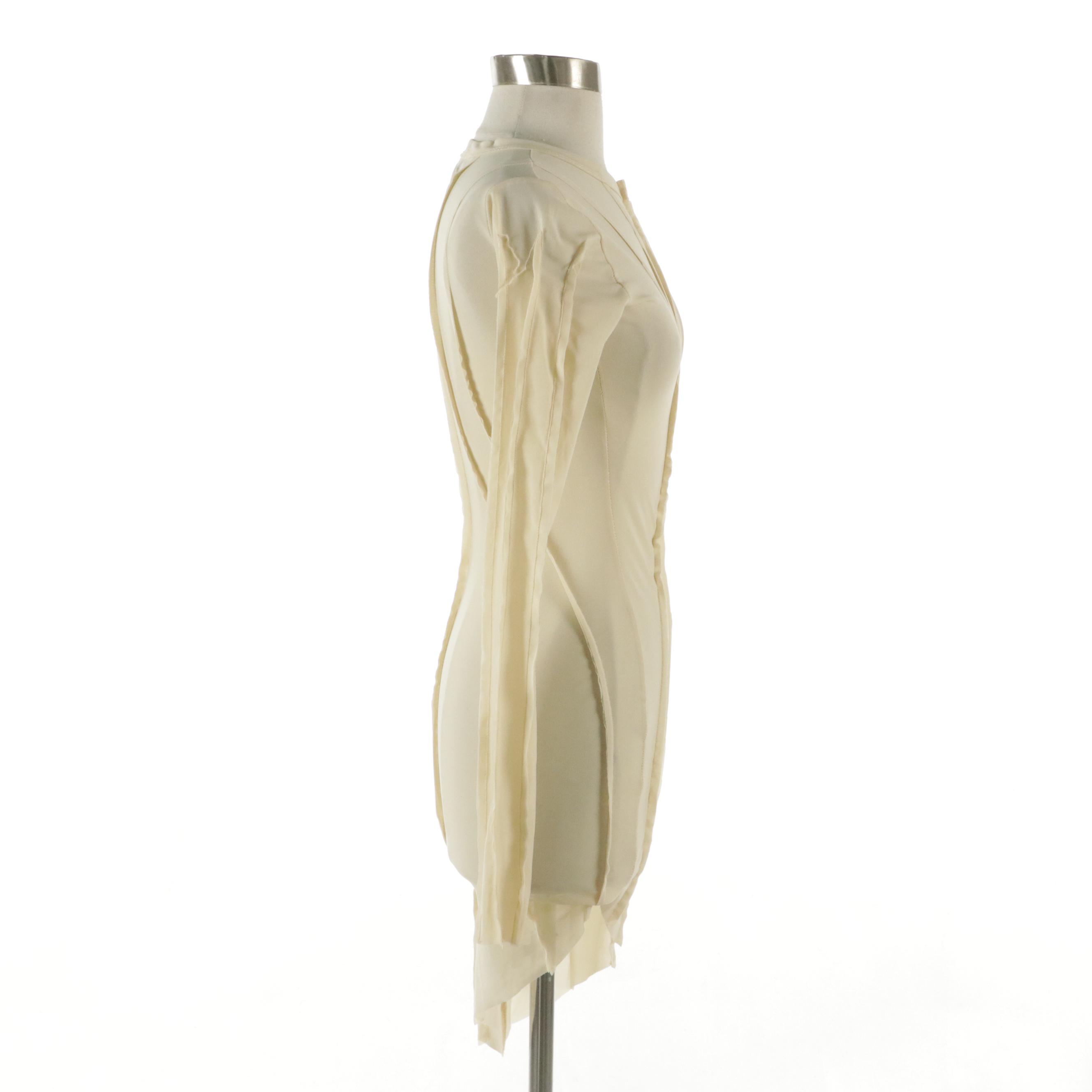 Sami Miro Vintage Raw Pieced Nylon Stretch Mesh Mini Dress