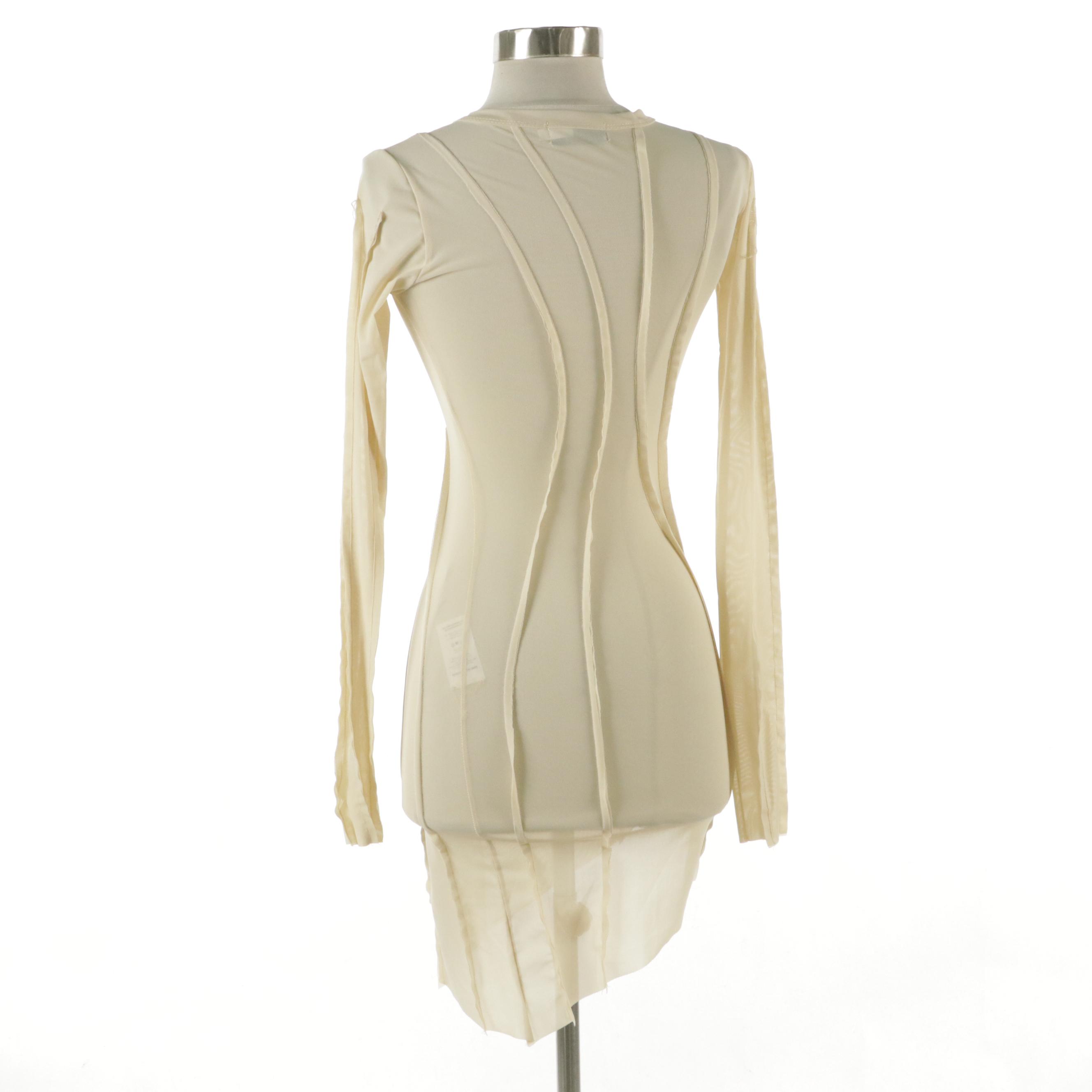 Sami Miro Vintage Raw Pieced Nylon Stretch Mesh Mini Dress