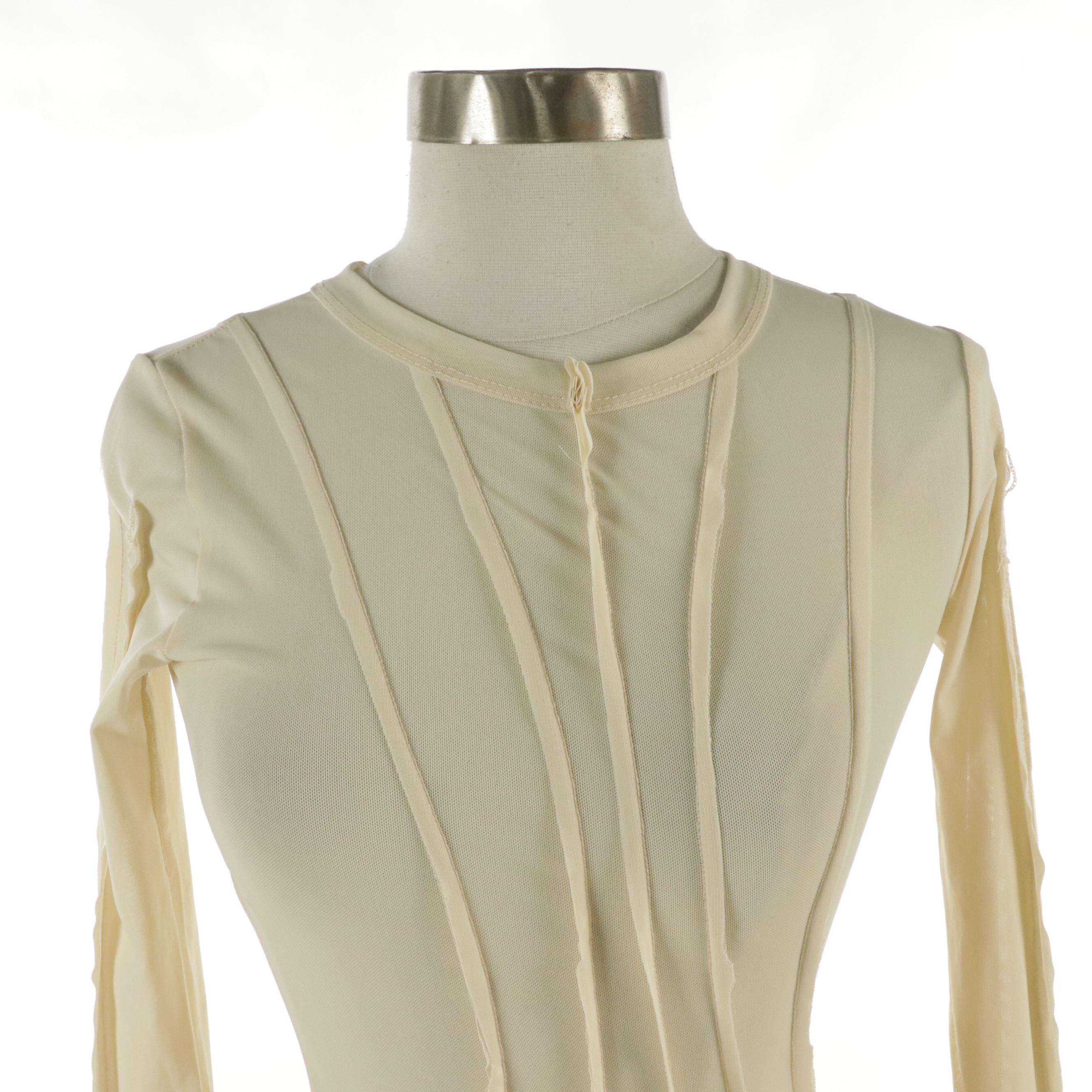 Sami Miro Vintage Raw Pieced Nylon Stretch Mesh Mini Dress