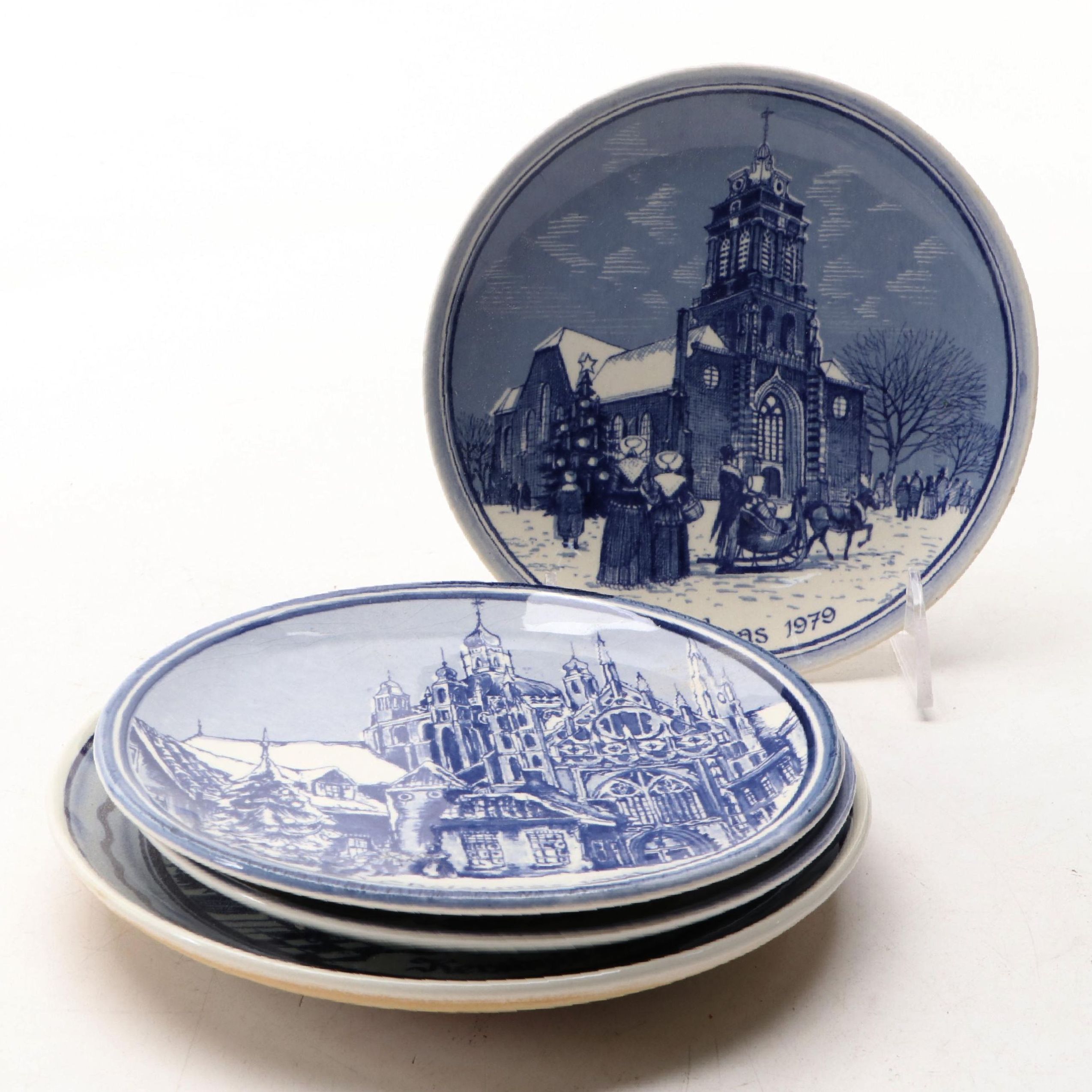 König Delfter Blau and V.K. Delfts Dutch Annual Christmas Plates, Late 20th C