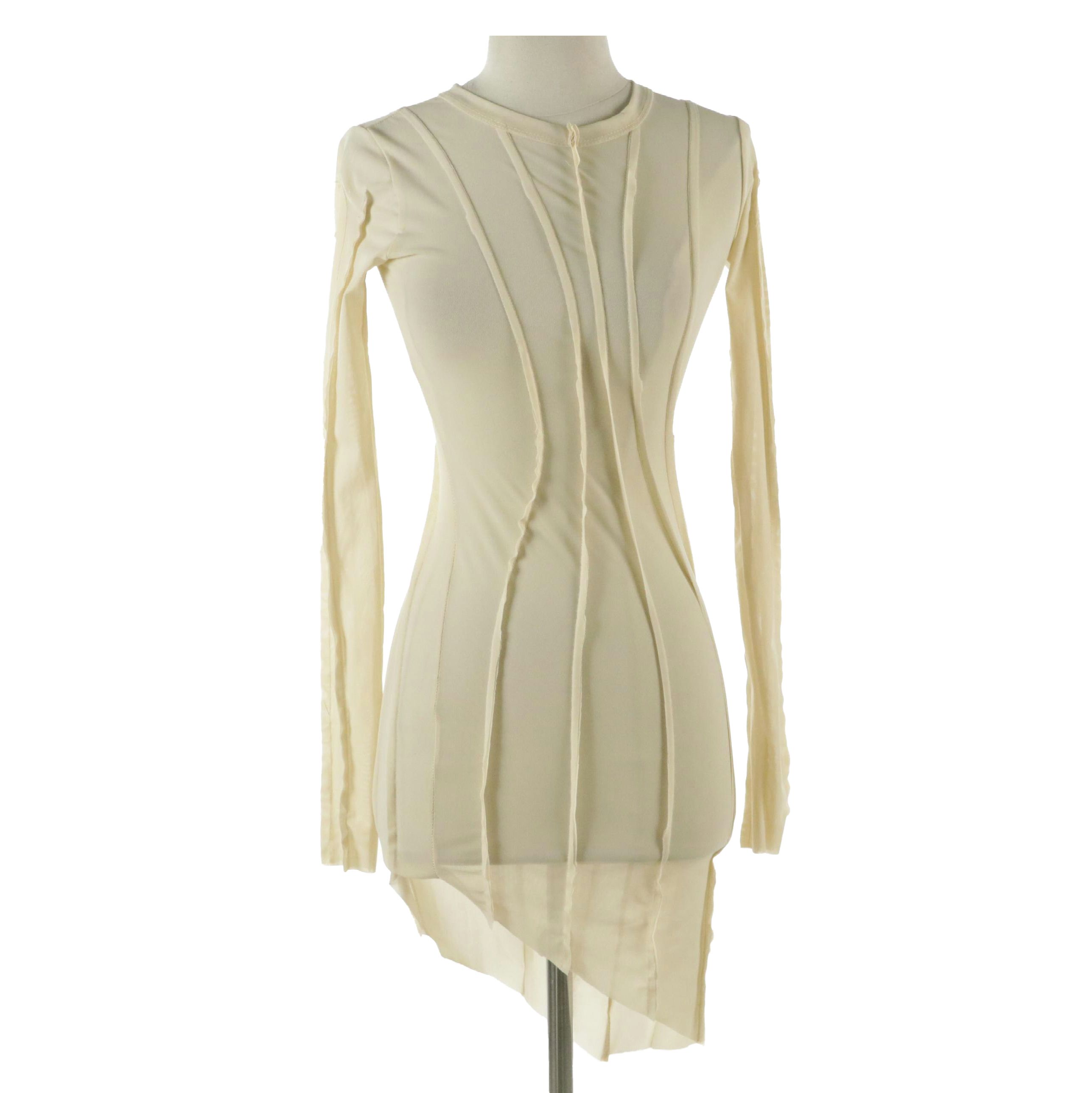 Sami Miro Vintage Raw Pieced Nylon Stretch Mesh Mini Dress