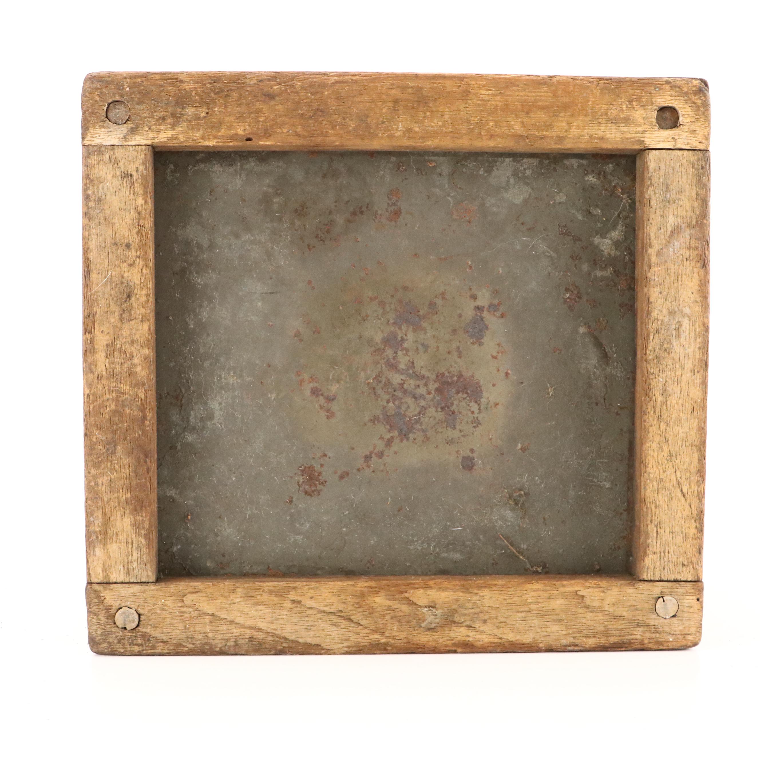 American Punched Tin and Wood Foot Warming Box, Early to Mid-19th Century