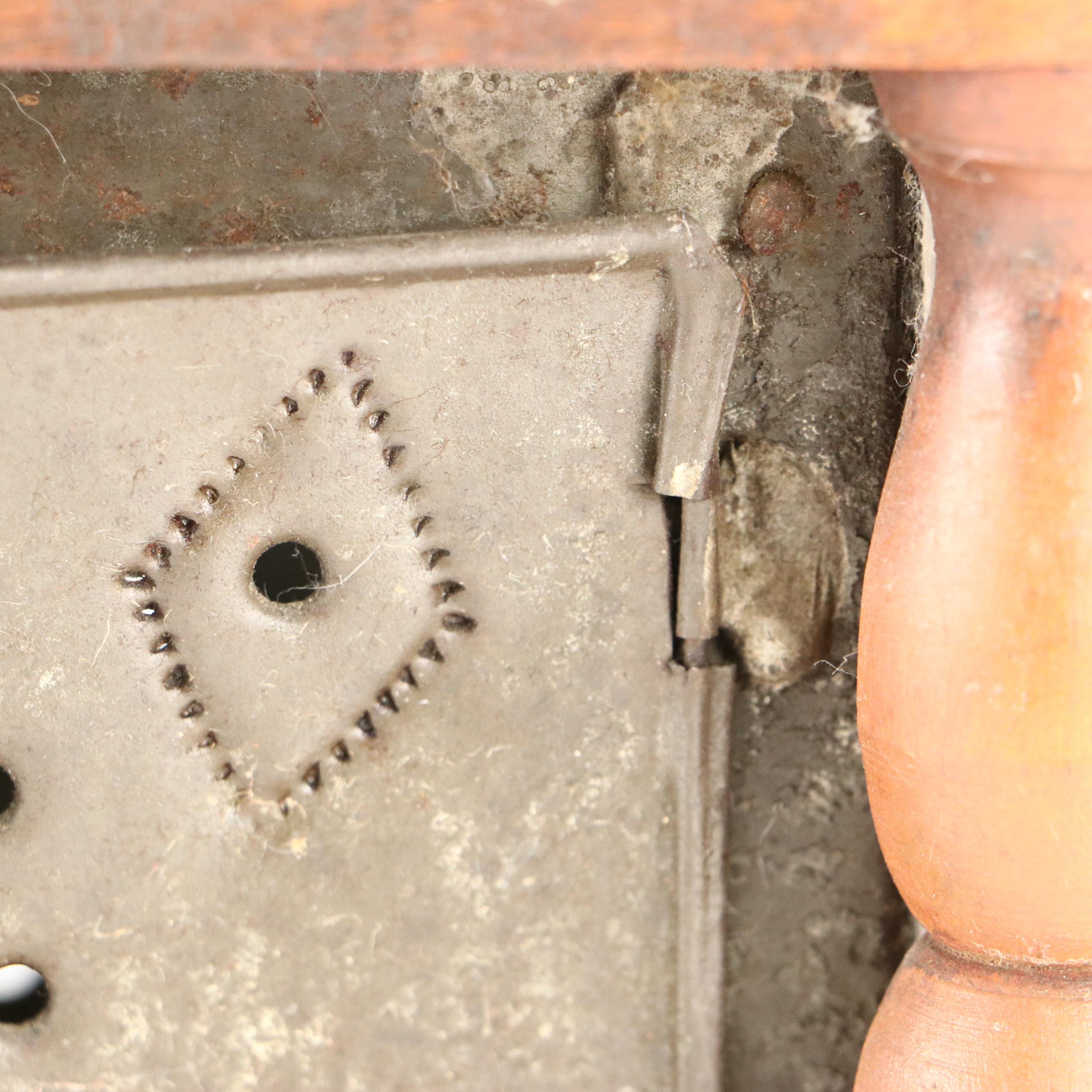 American Punched Tin and Wood Foot Warming Box, Early to Mid-19th Century