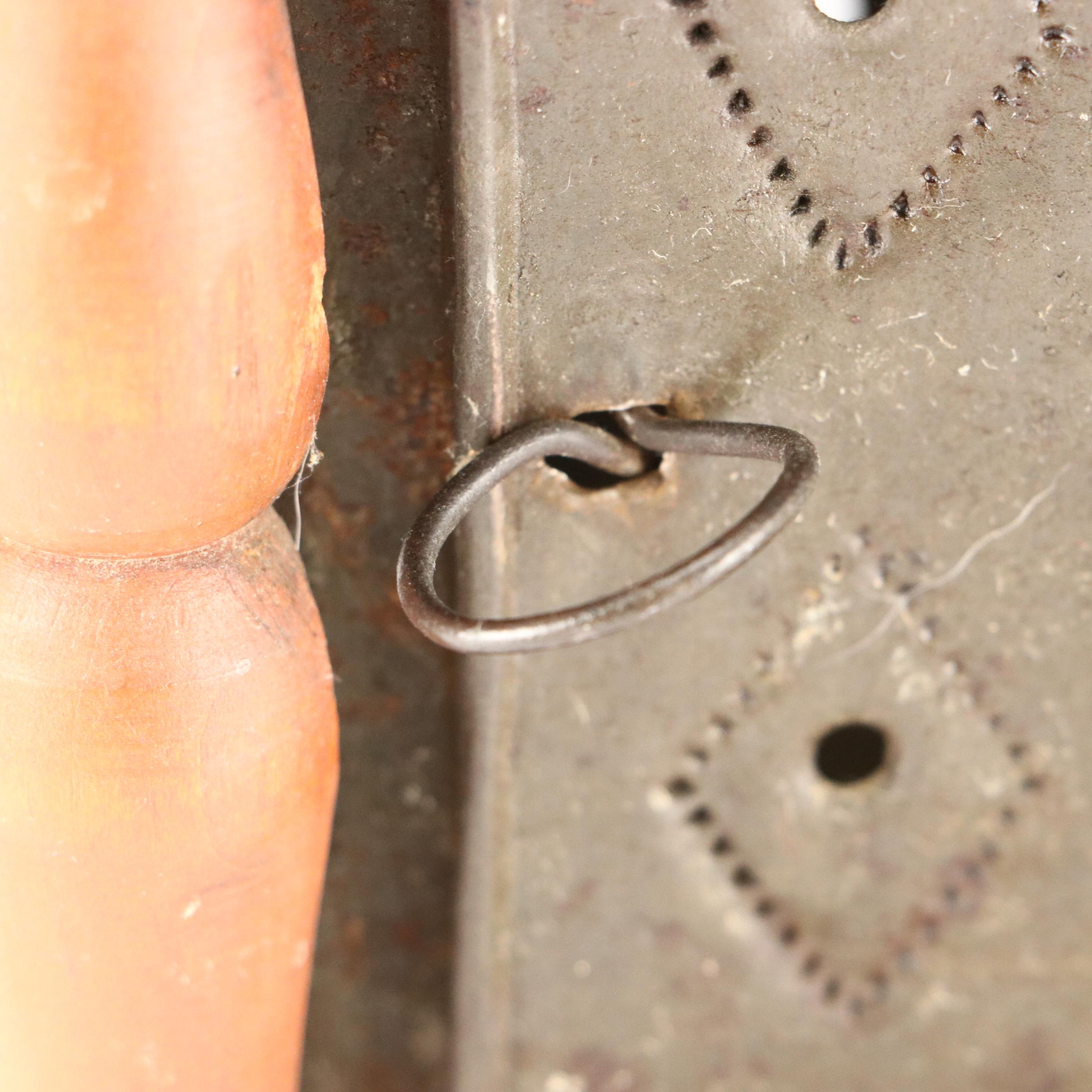 American Punched Tin and Wood Foot Warming Box, Early to Mid-19th Century