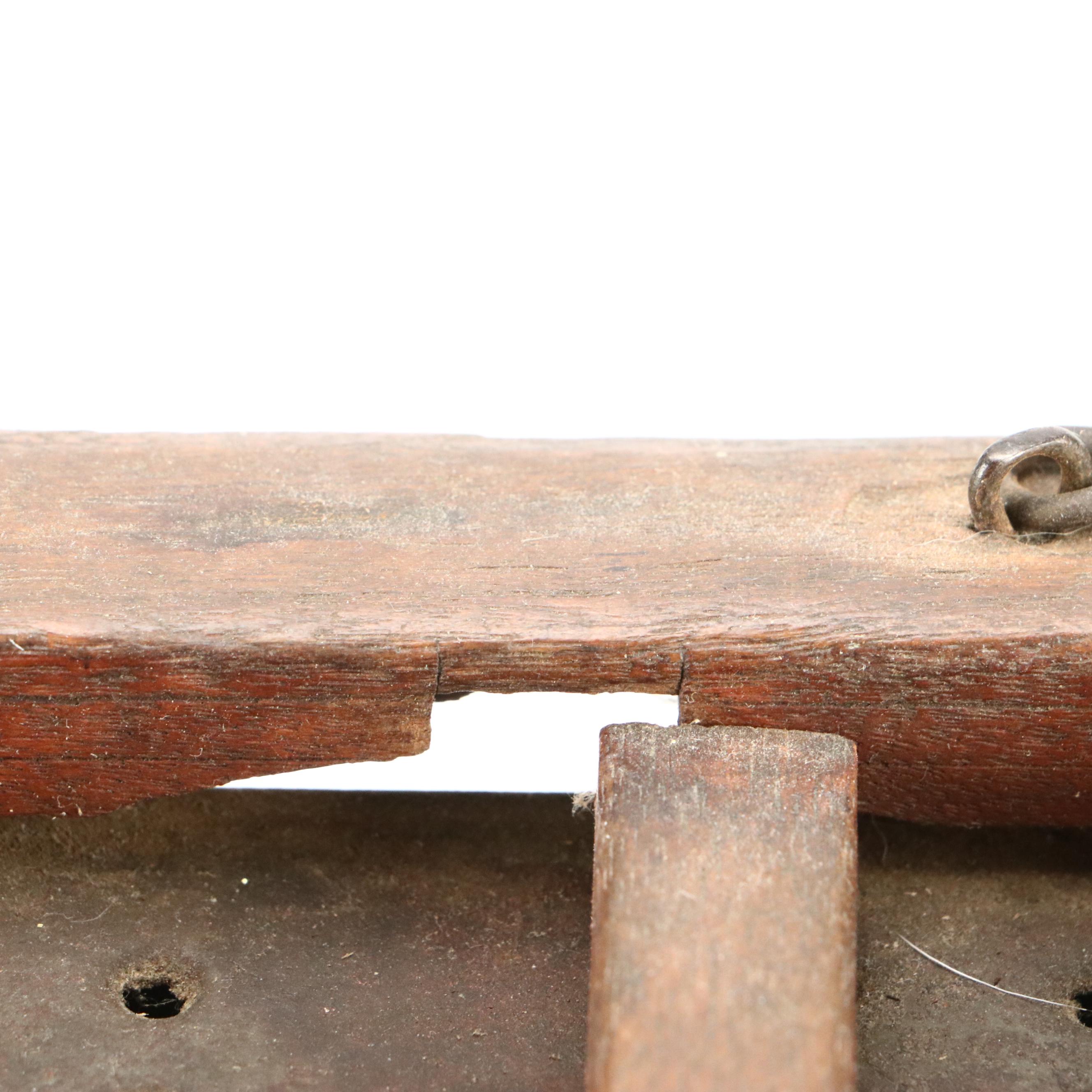 American Punched Tin and Wood Foot Warming Box, Early to Mid-19th Century