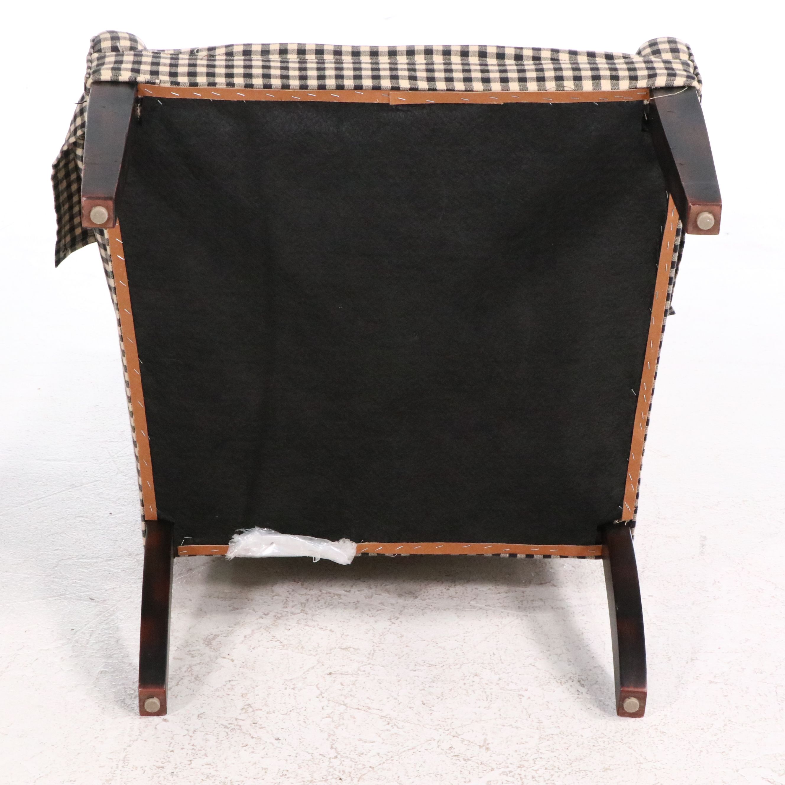 Pair of Black & White Gingham Upholstered Armchairs