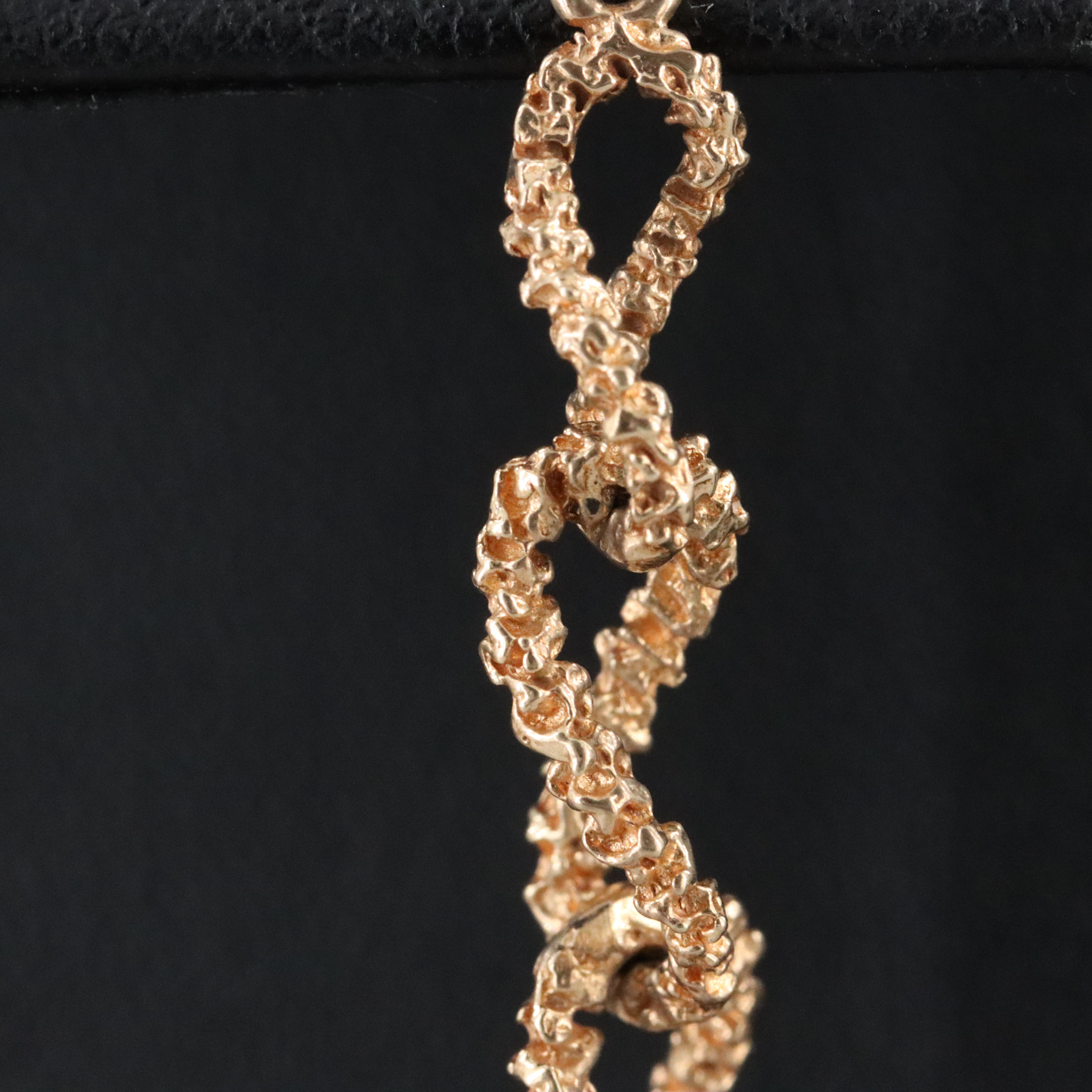 14K Textured Dangle Earrings