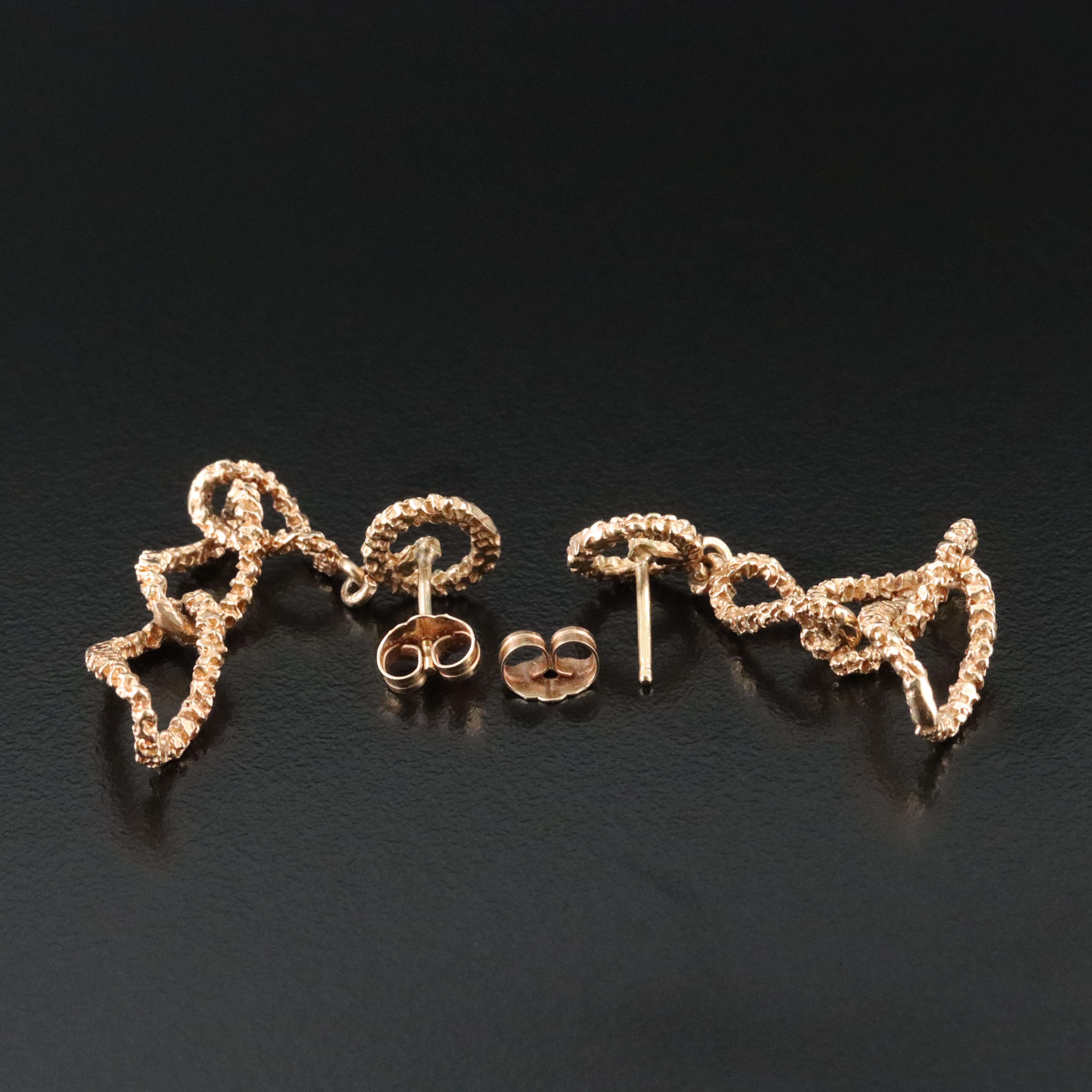 14K Textured Dangle Earrings