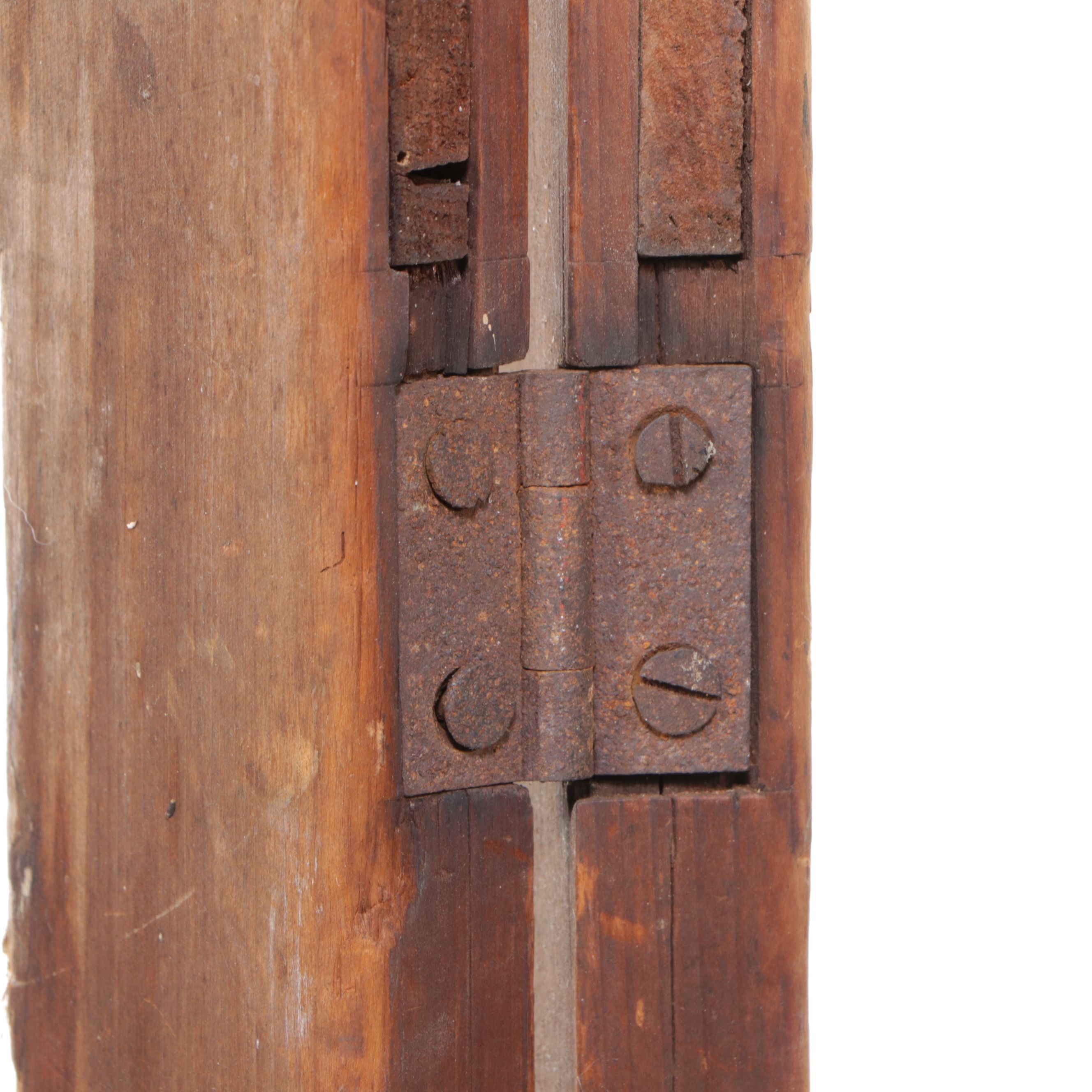 Primitive Rug Beater and Drying Rack with Hand-Embroidered Pink Crib Quilt