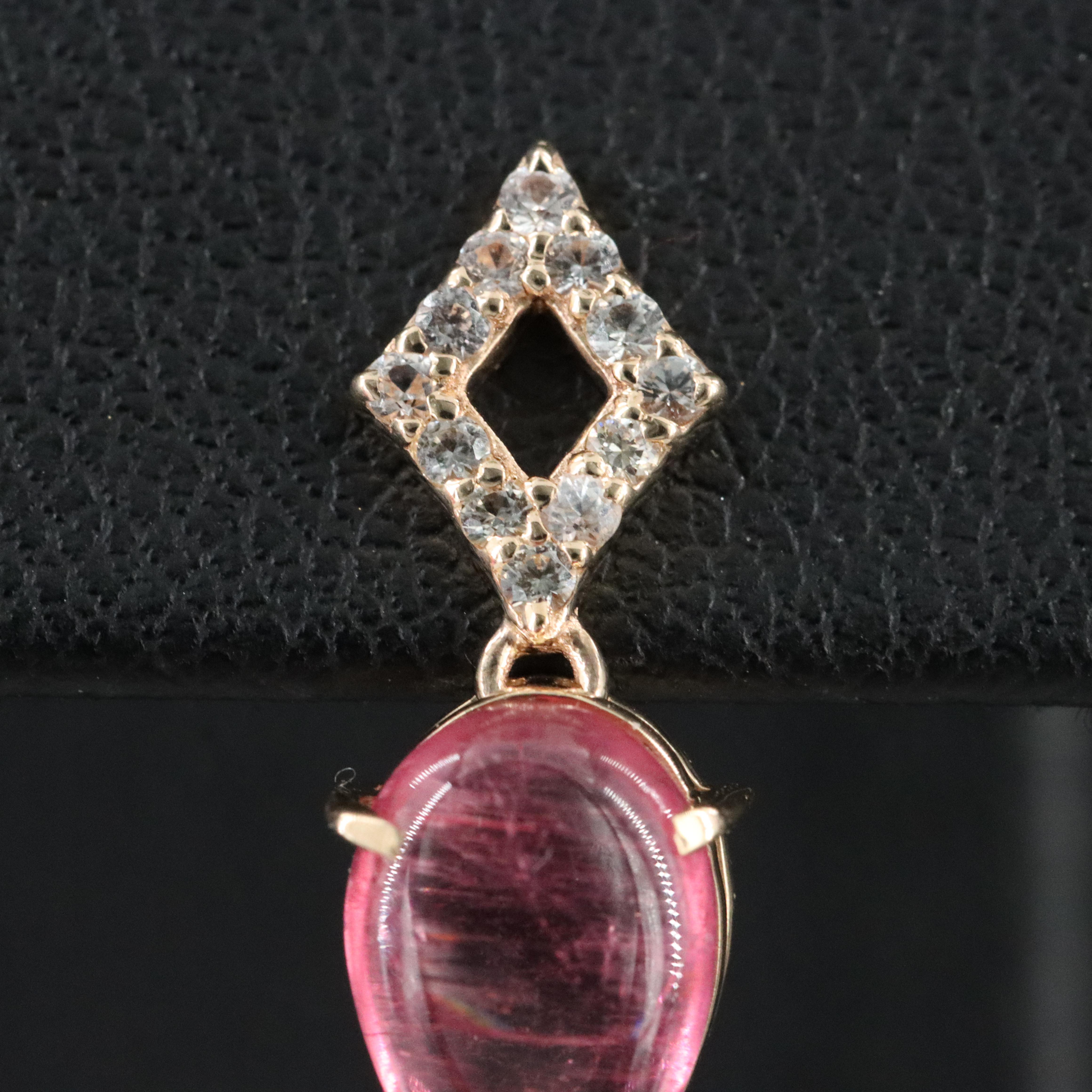 14K 6.88 CTW Pink Tourmaline and White Sapphire Dangle Earrings