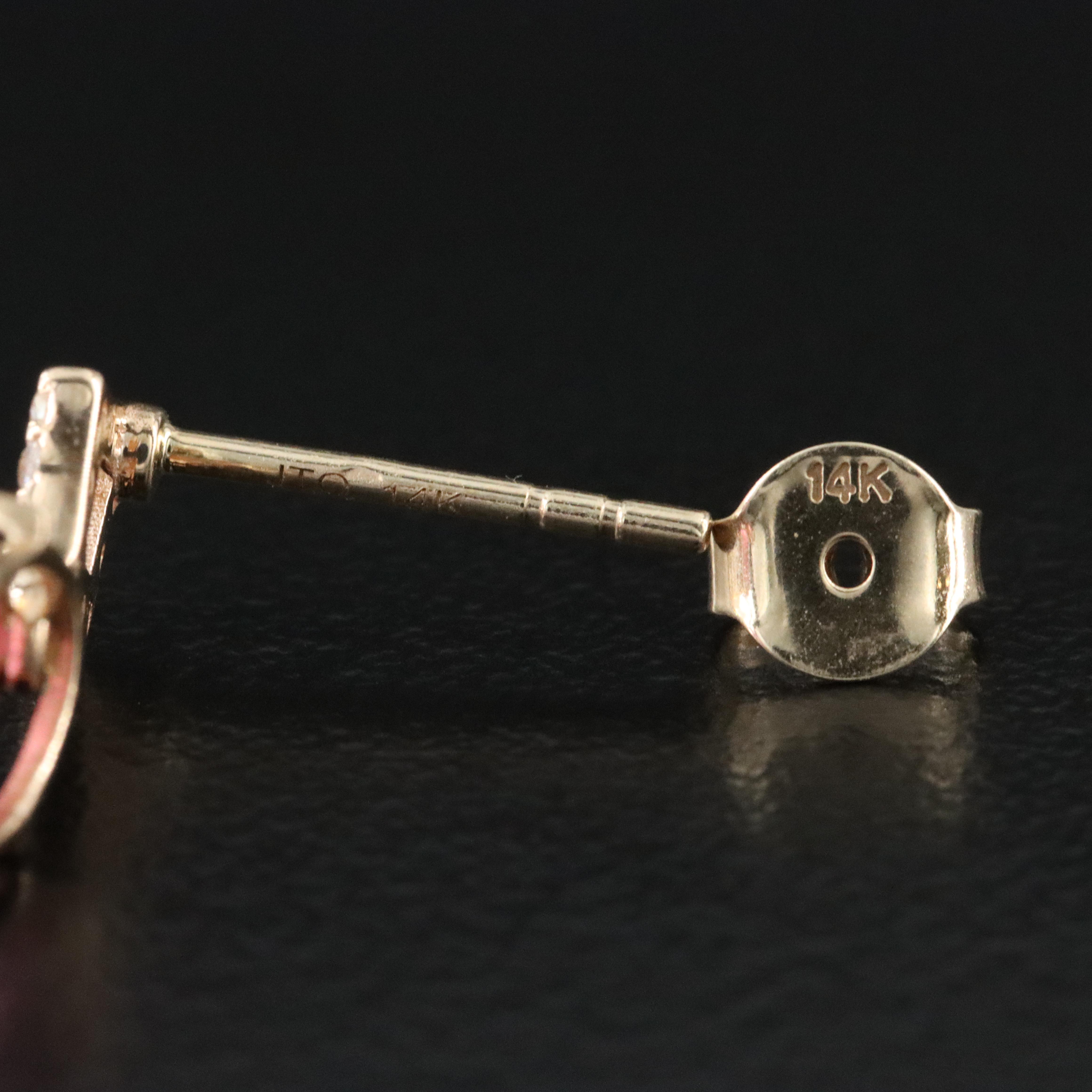 14K 6.88 CTW Pink Tourmaline and White Sapphire Dangle Earrings