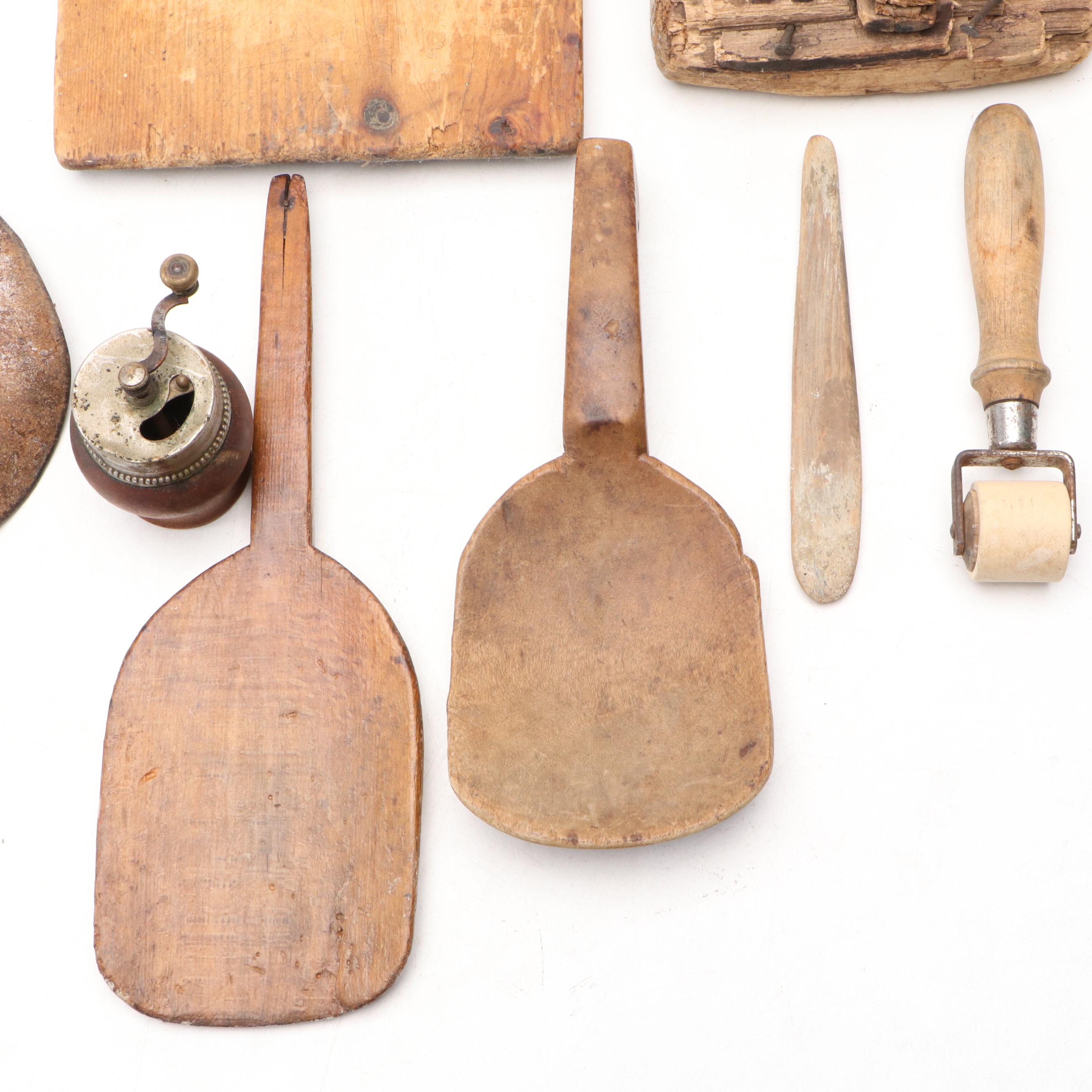 Wood Fire Beater, Spice Grinder and Other Rustic Kitchen Utensils