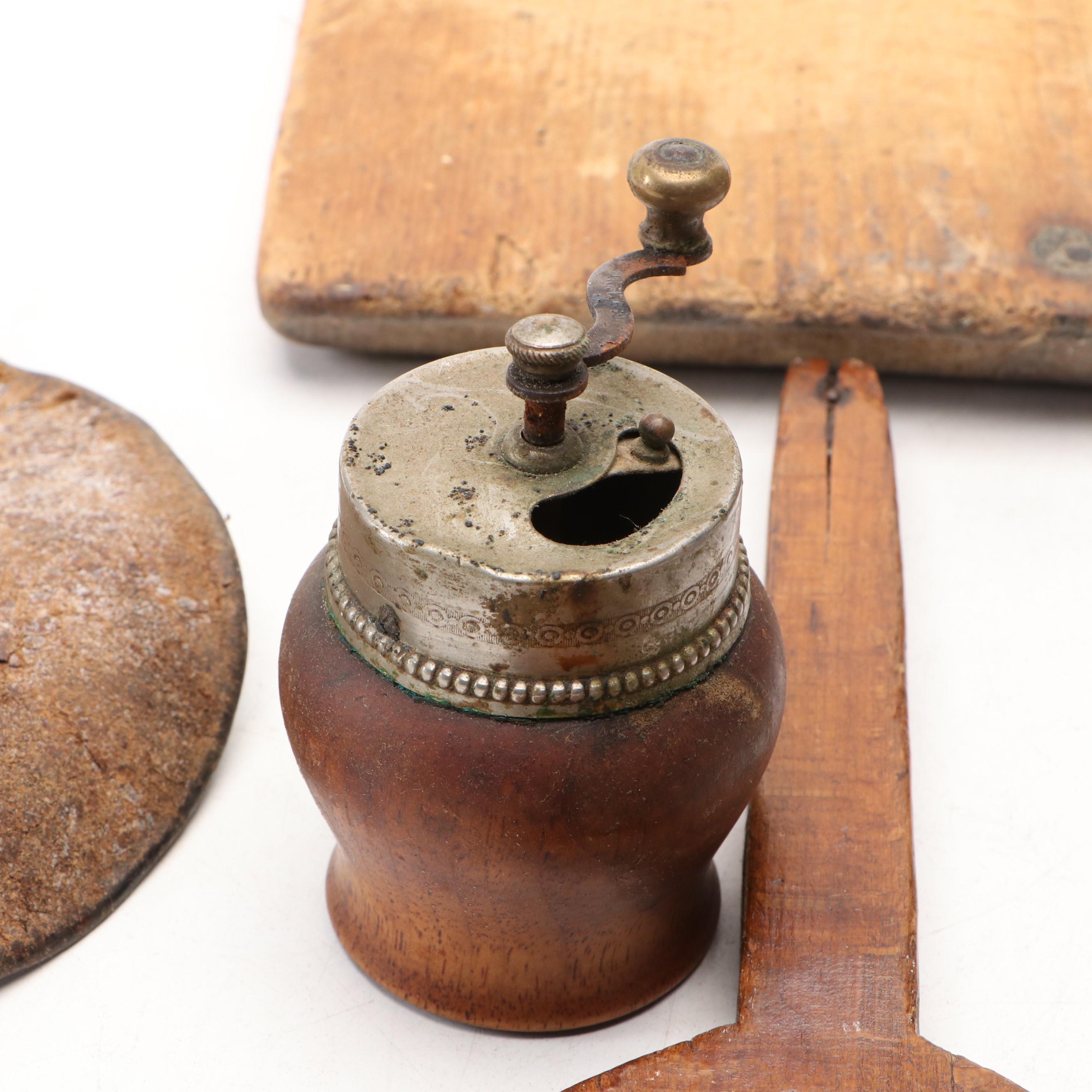 Wood Fire Beater, Spice Grinder and Other Rustic Kitchen Utensils