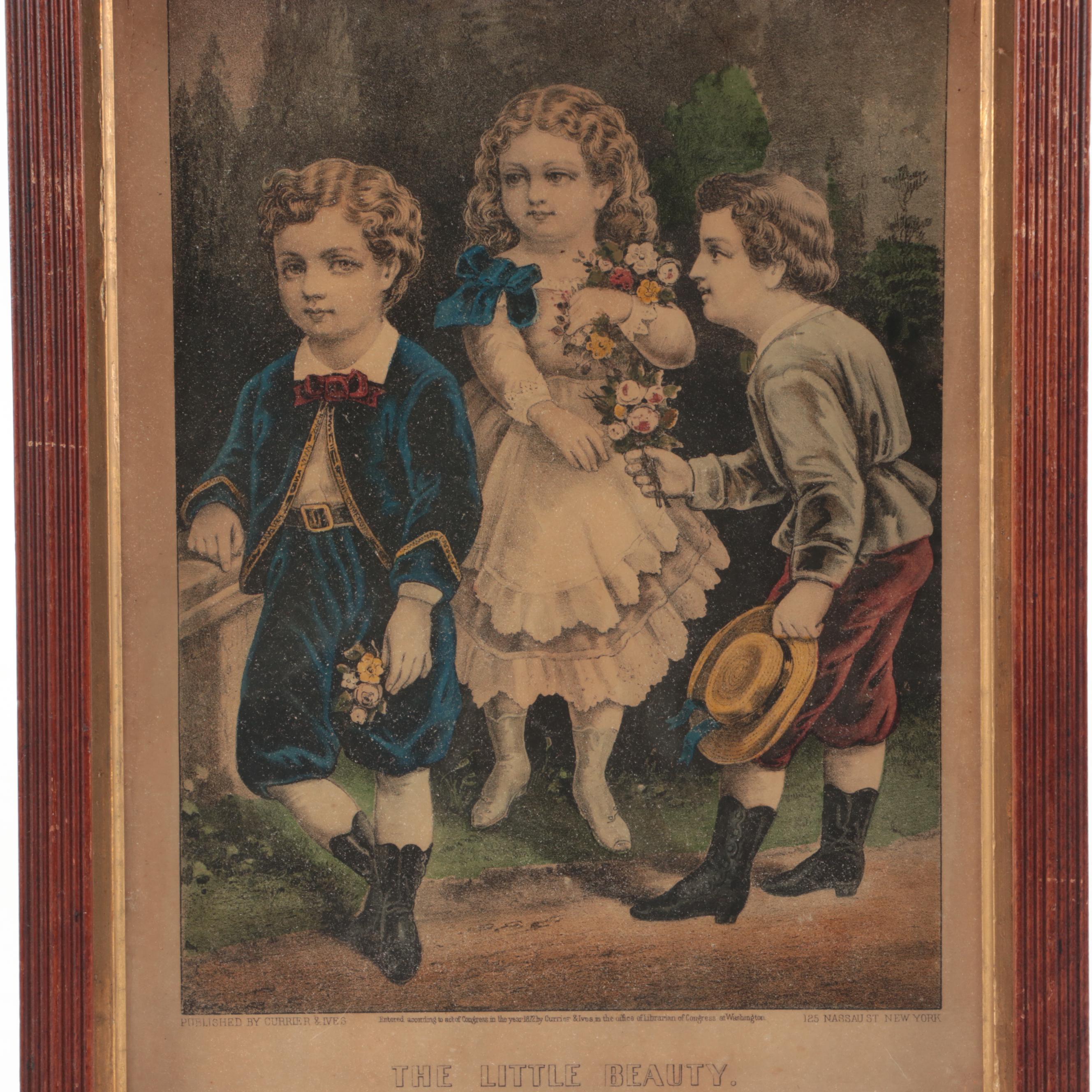 Currier & Ives Lithograph "The Little Beauty," 1872