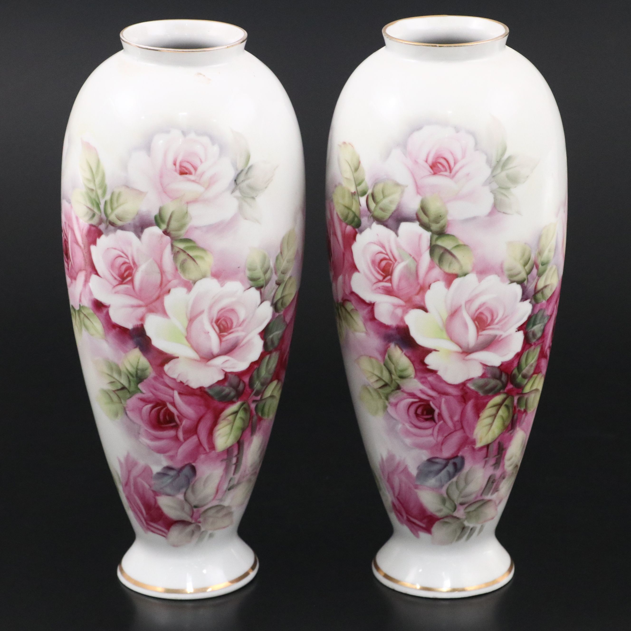 Ucagco Victorian Style Floral Porcelain Vases